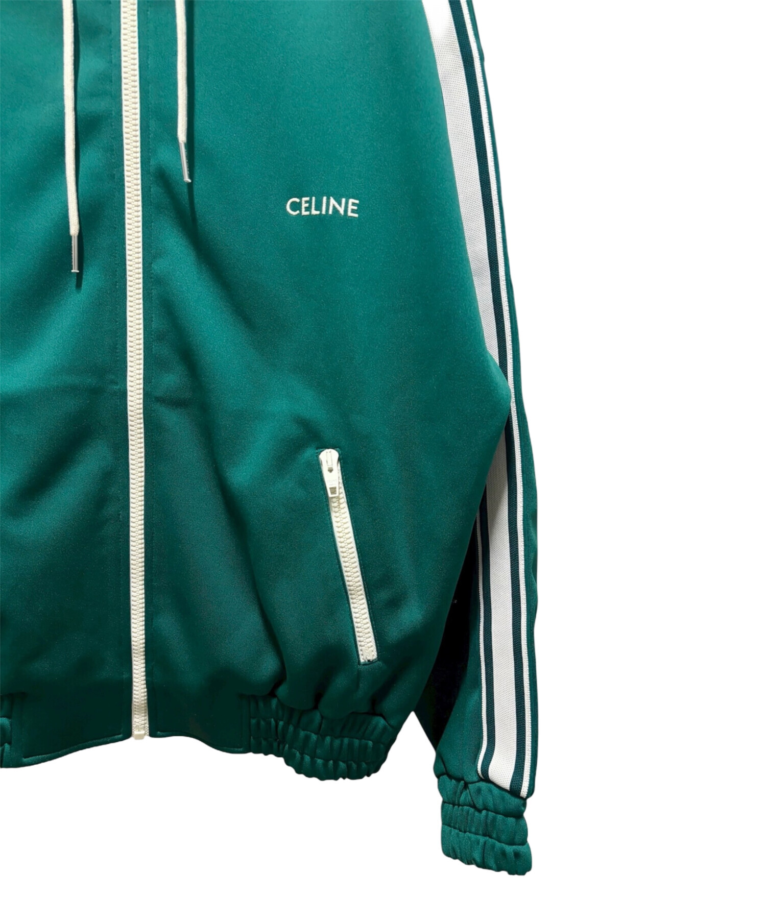 18AW CELINE セリーヌ パーカー グリーン ピンク バイカラー ビッグ