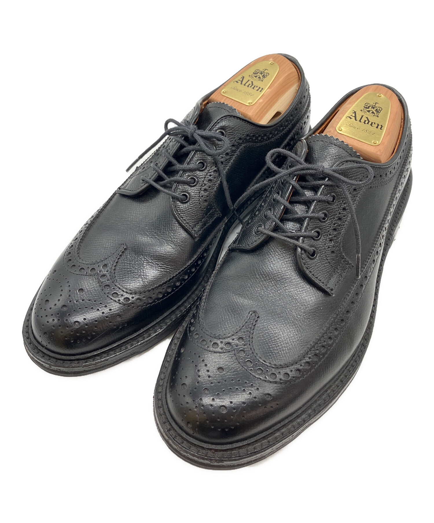Alden ブラックウィングチップレザーシューズ 中古・古着通販】Alden (オールデン) ウィングチップシューズ ブラック