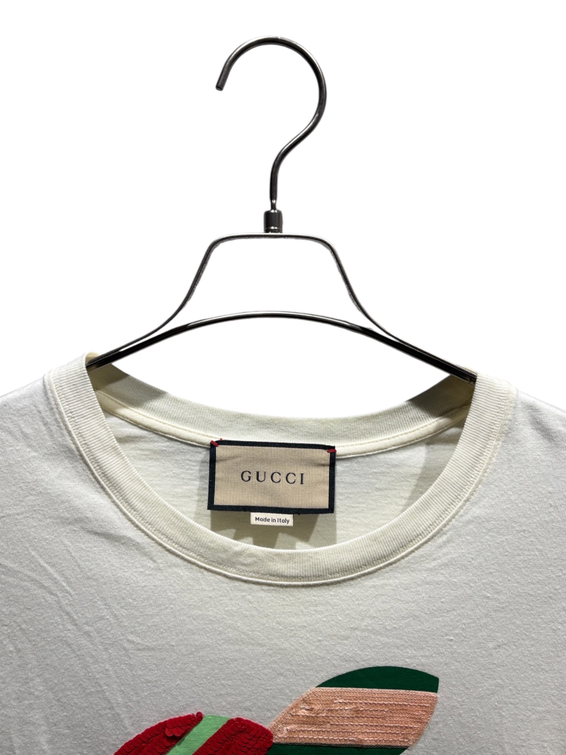 中古・古着通販】GUCCI (グッチ) スパンコールTシャツ アイボリー