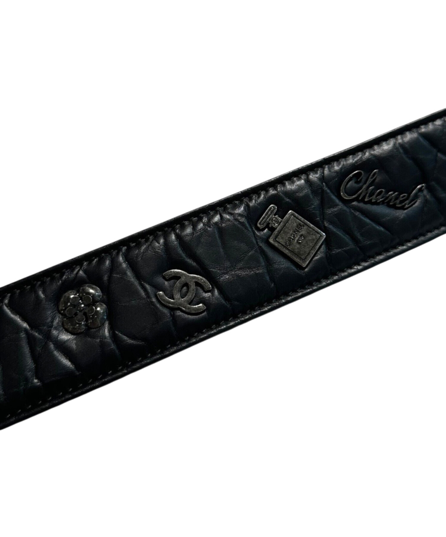 中古・古着通販】CHANEL (シャネル) ココマークレザーベルト ブラック