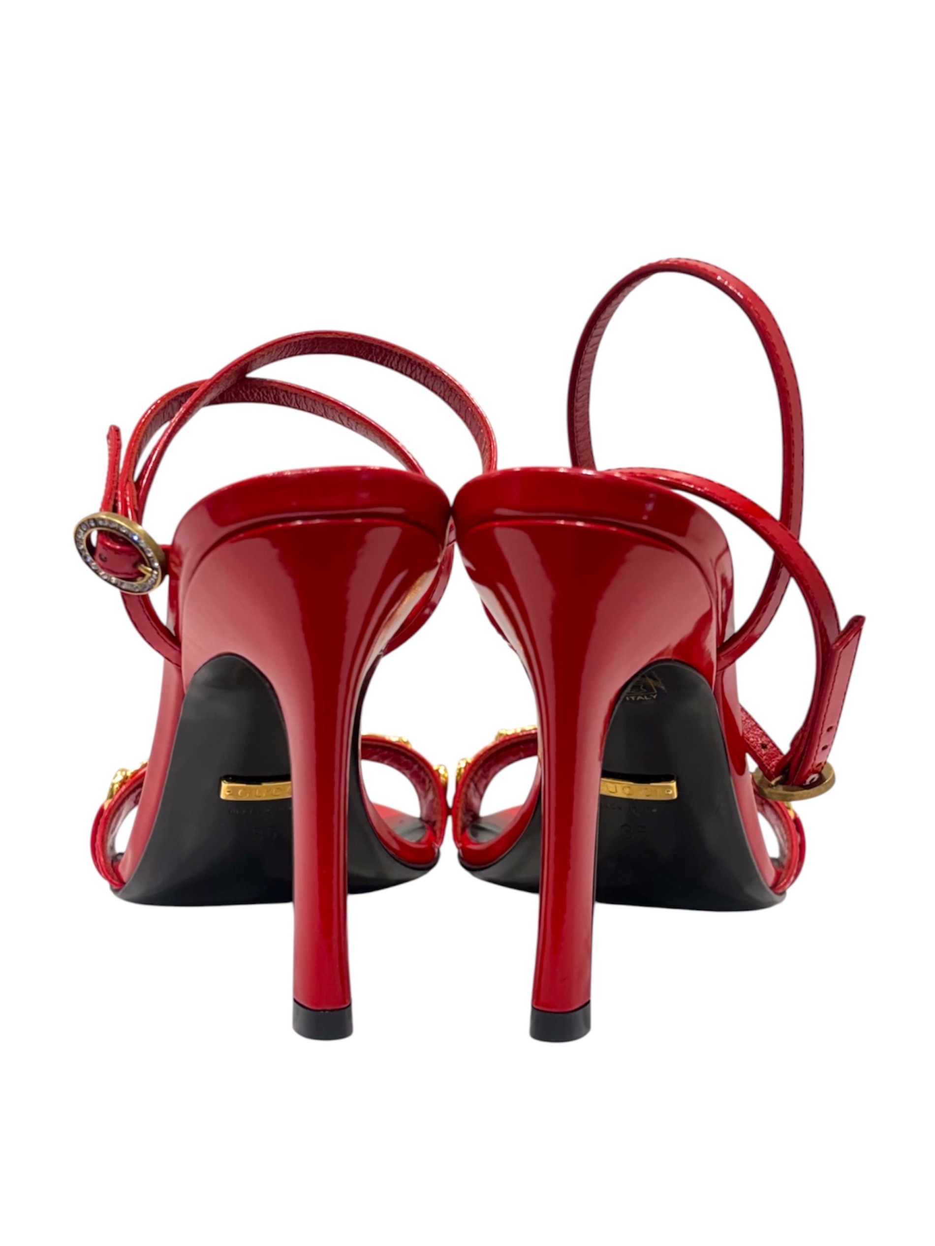 5月限定値下げ！GUCCI レッド サンダル 中古・古着通販】GUCCI (グッチ) ストラップヒールサンダル レッド