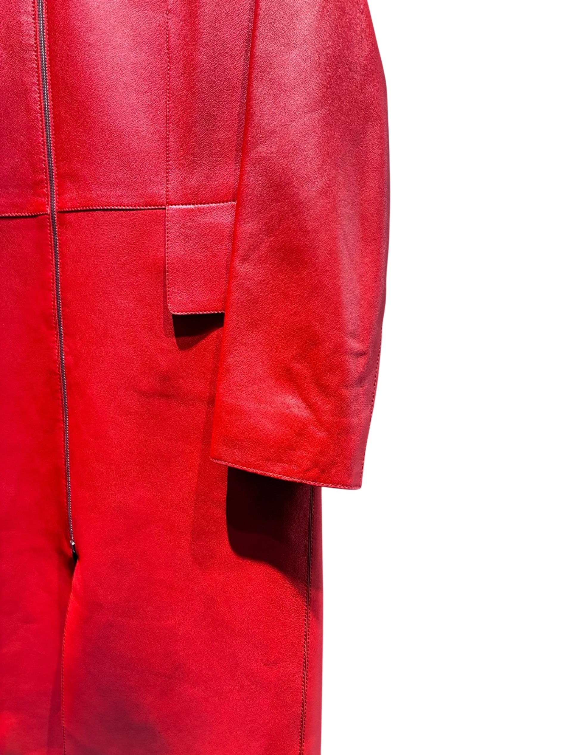 中古・古着通販】HERMES (エルメス) レザーコート レッド サイズ:38