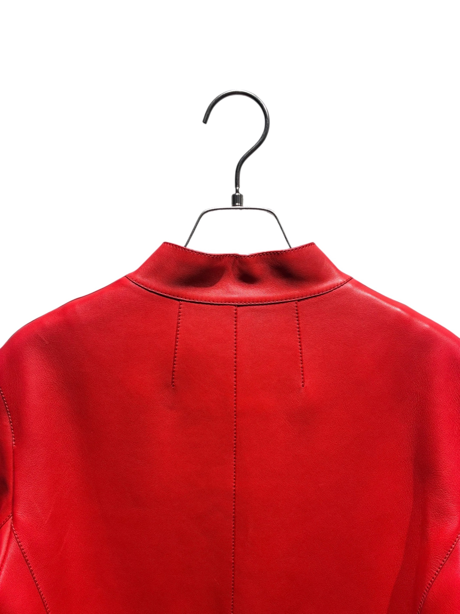 中古・古着通販】HERMES (エルメス) レザーコート レッド サイズ:38