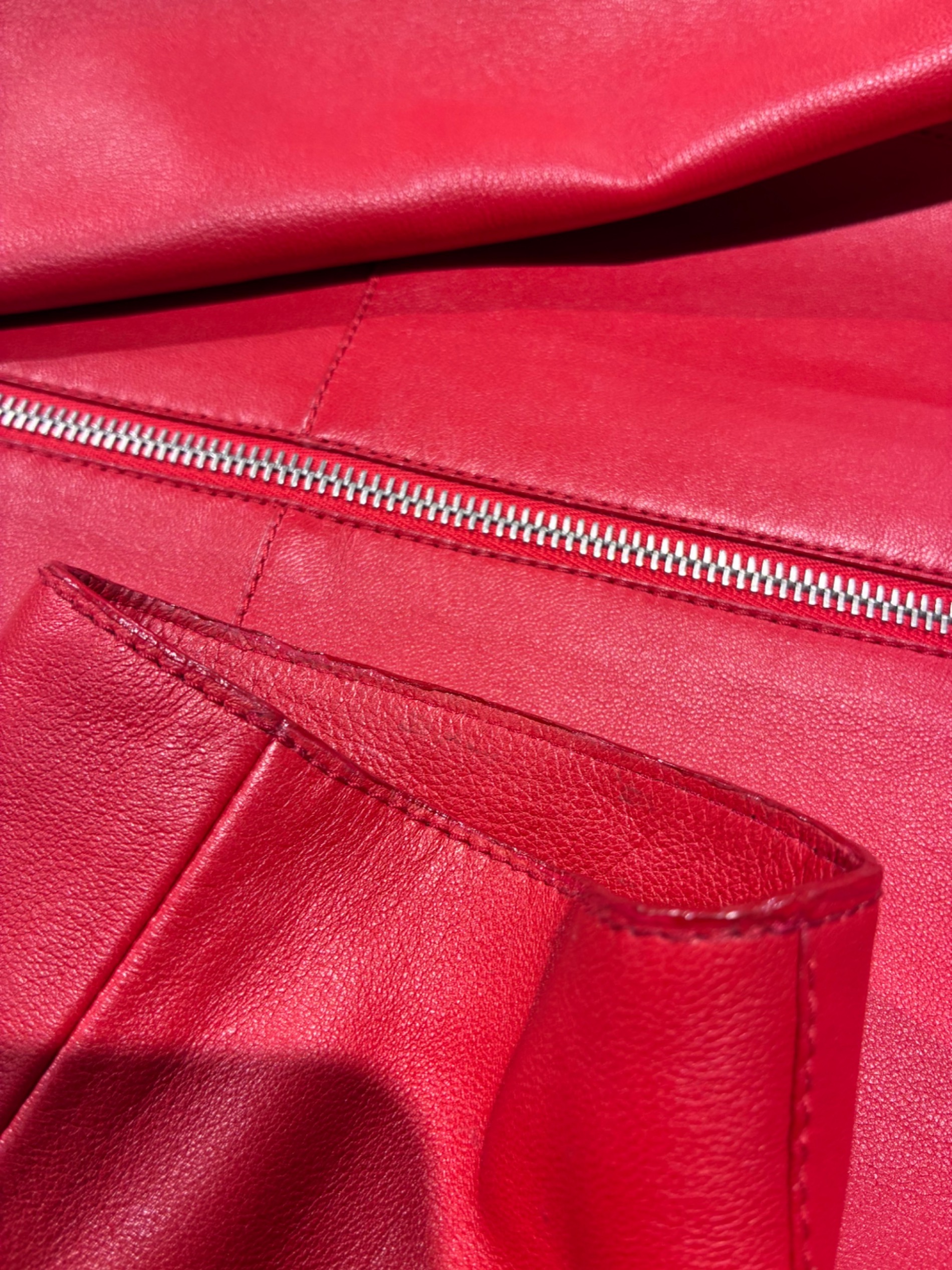 中古・古着通販】HERMES (エルメス) レザーコート レッド サイズ:38