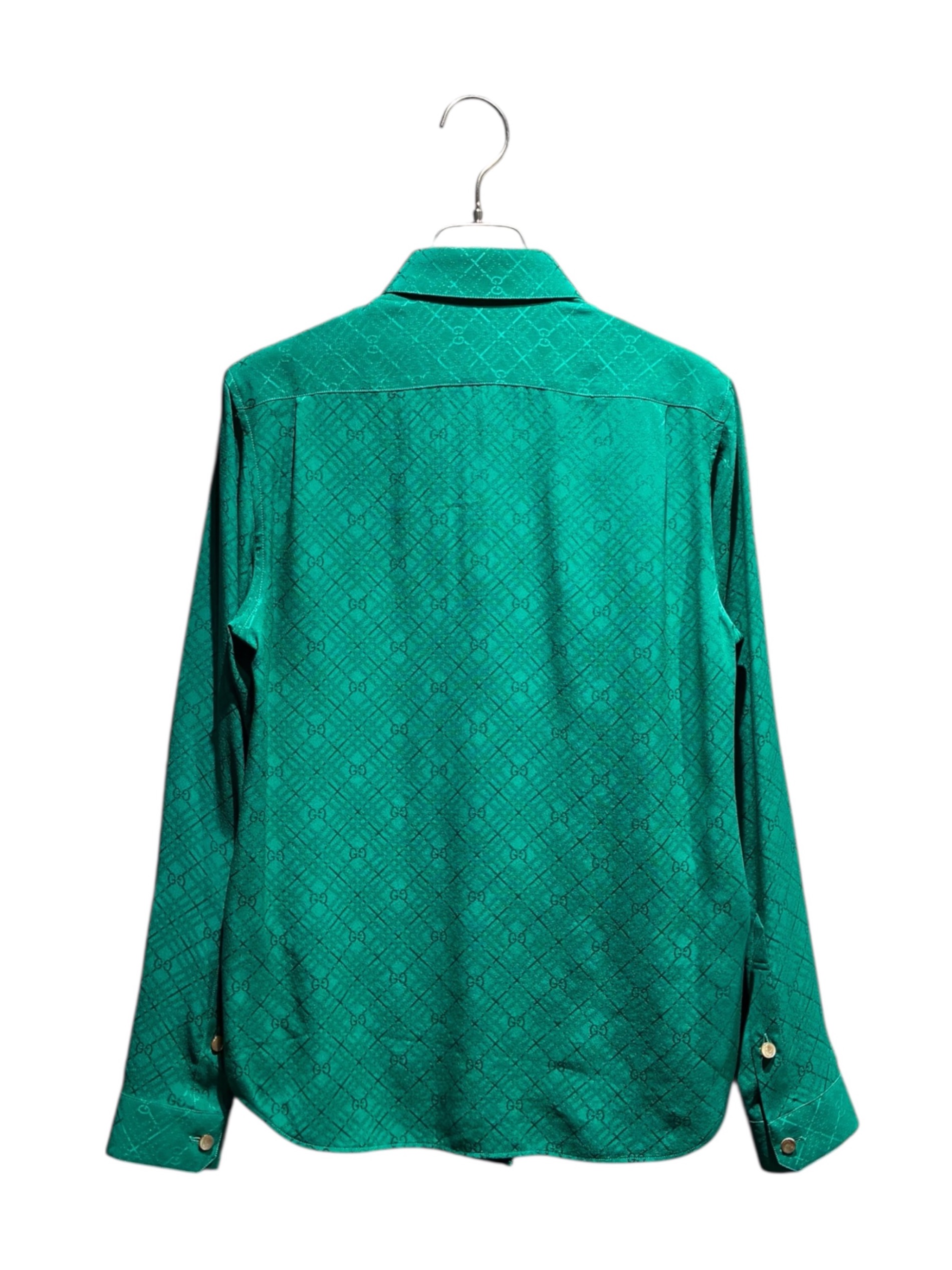 中古・古着通販】GUCCI (グッチ) GG柄シャツ グリーン サイズ:36