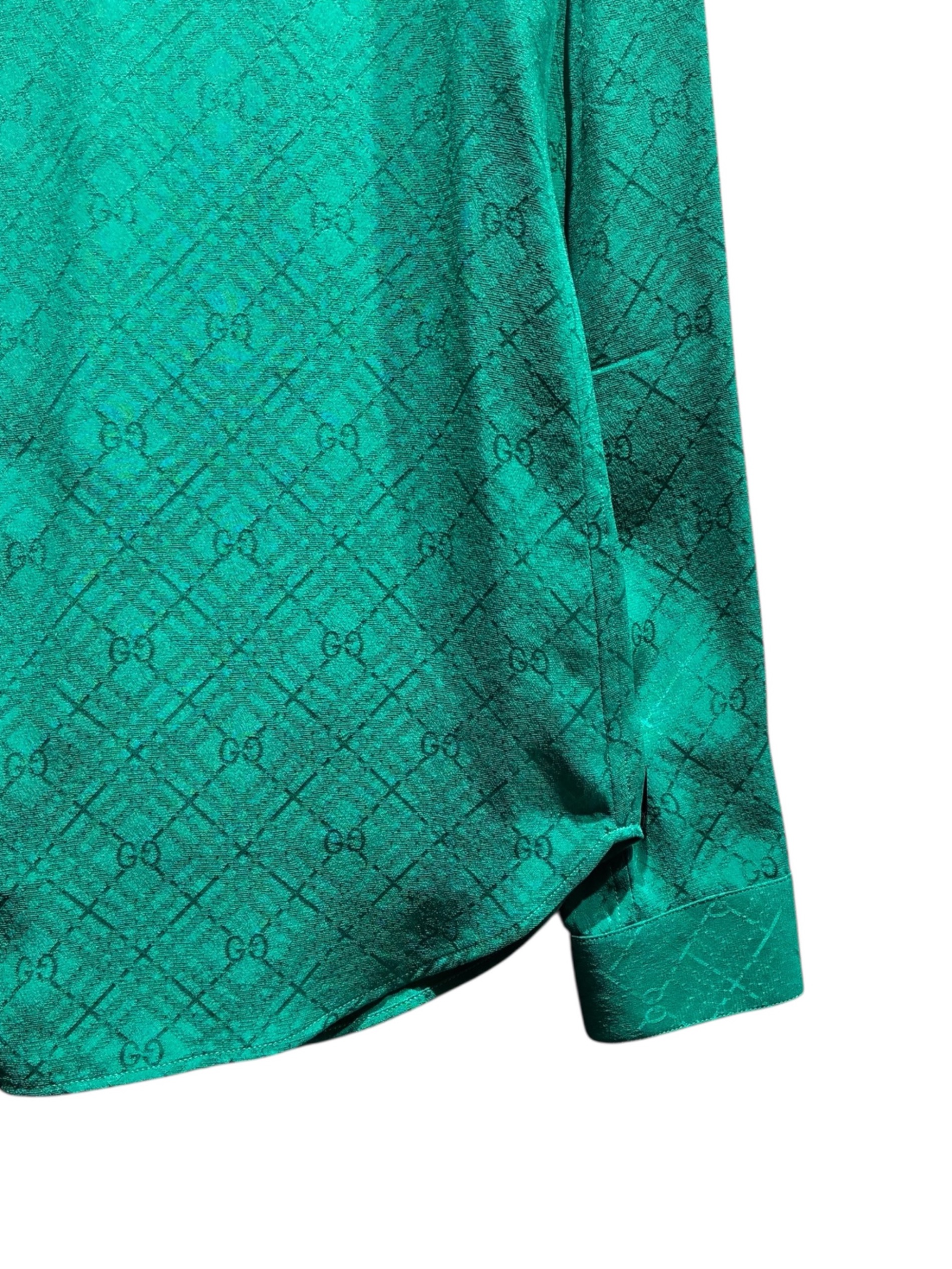 中古・古着通販】GUCCI (グッチ) GG柄シャツ グリーン サイズ:36