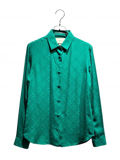 中古・古着通販】GUCCI (グッチ) GG柄シャツ グリーン サイズ:36