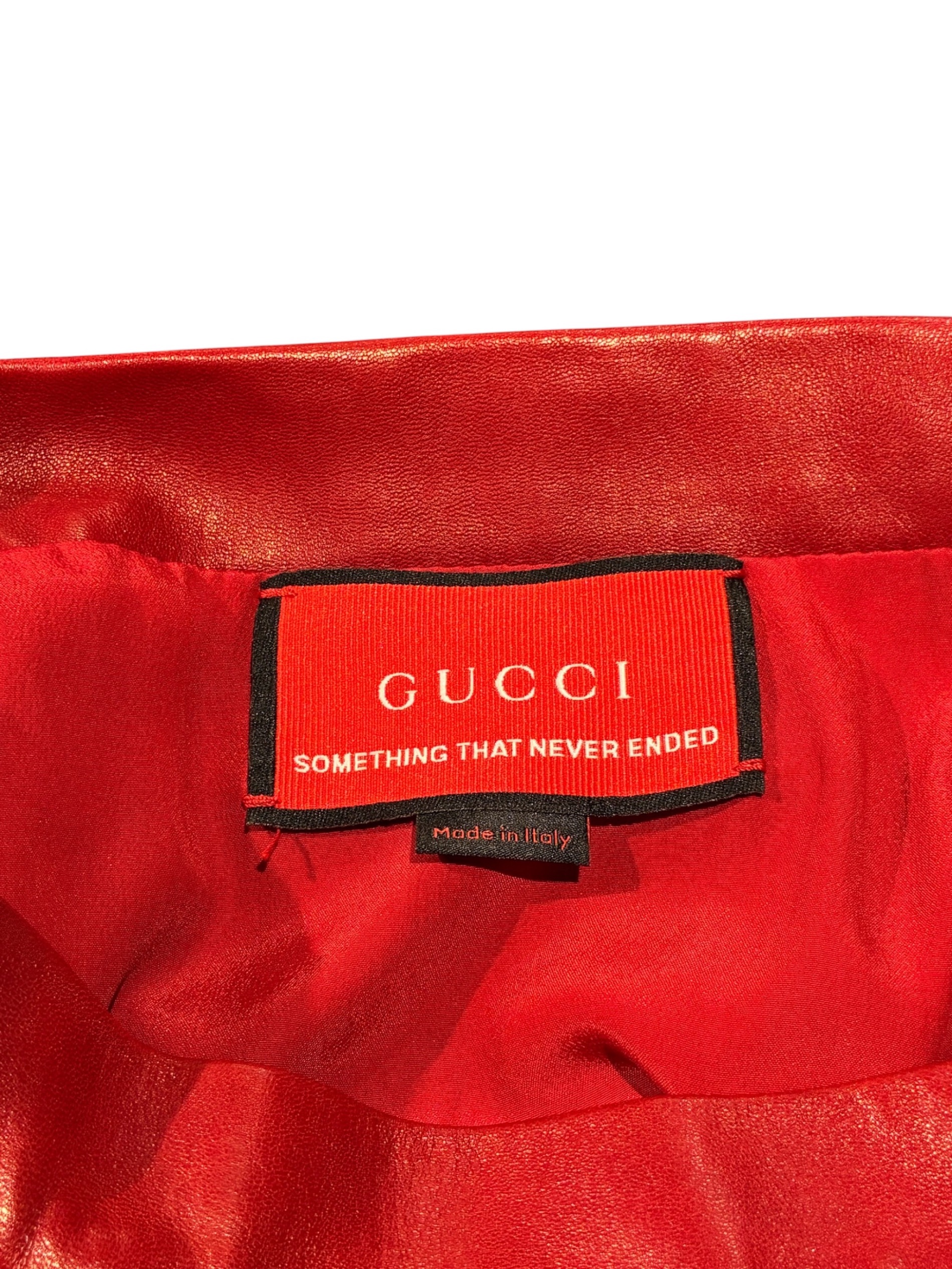 中古・古着通販】GUCCI (グッチ) レザースカート レッド サイズ:36