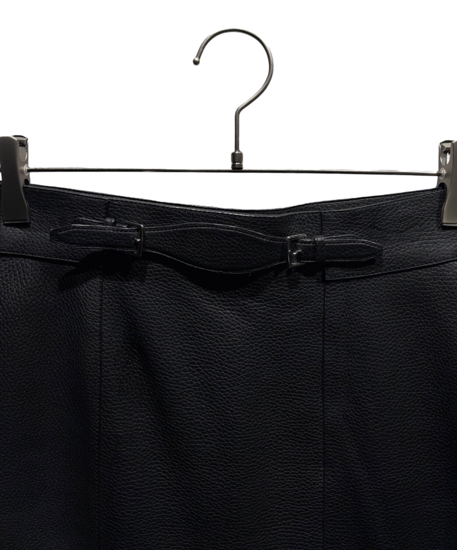 中古・古着通販】HERMES (エルメス) レザースカート ブラック サイズ