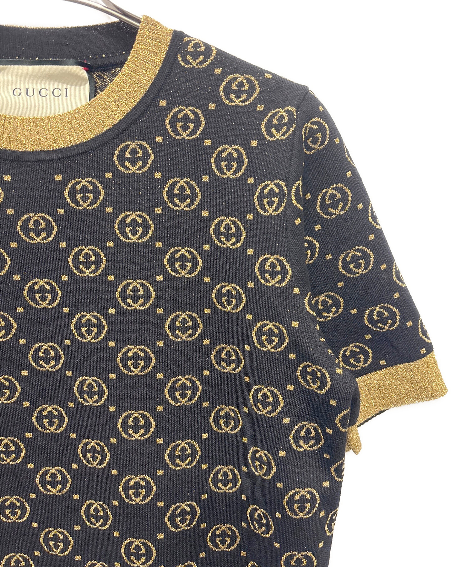 【極美品】GUCCI 半袖ニット GGラメ ジャカード 定価16万. 中古・古着通販】GUCCI (グッチ) GG柄 半袖ラメニット ブラック サイズ