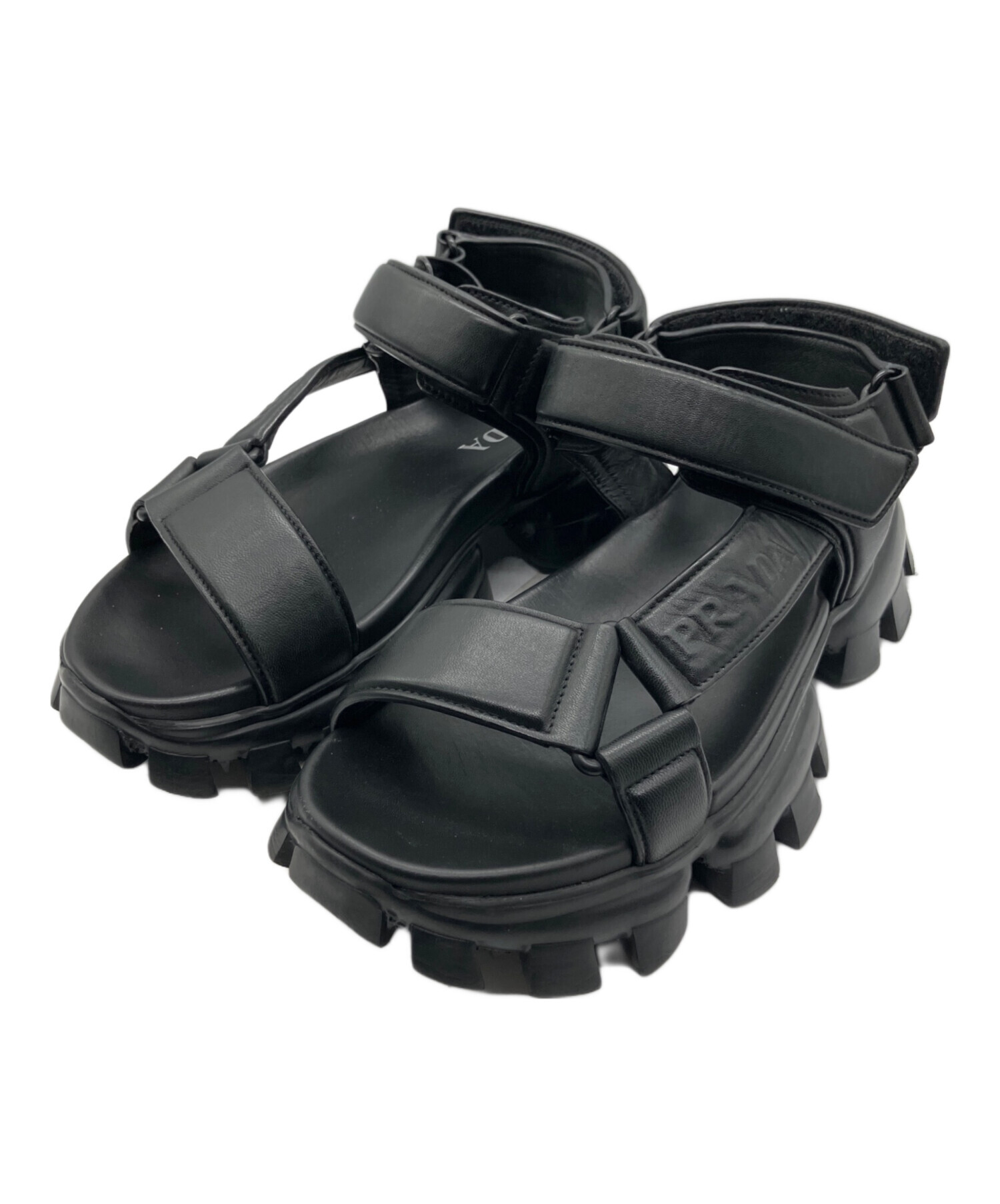 中古・古着通販】PRADA (プラダ) レザーサンダル ブラック サイズ:8 1
