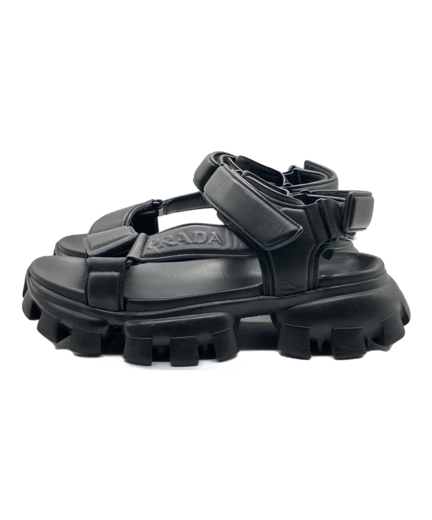 中古・古着通販】PRADA (プラダ) レザーサンダル ブラック サイズ:8 1