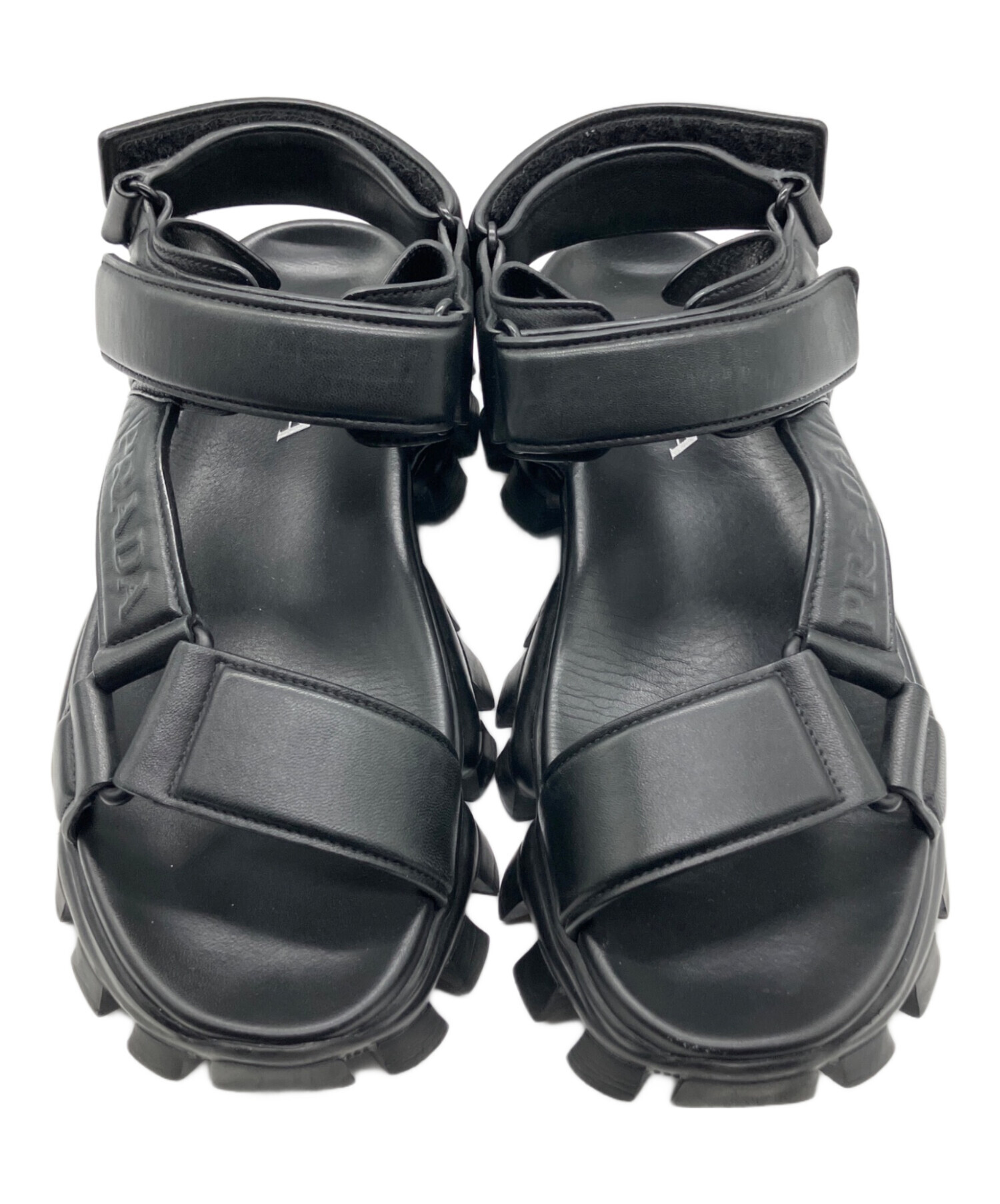 中古・古着通販】PRADA (プラダ) レザーサンダル ブラック サイズ:8 1