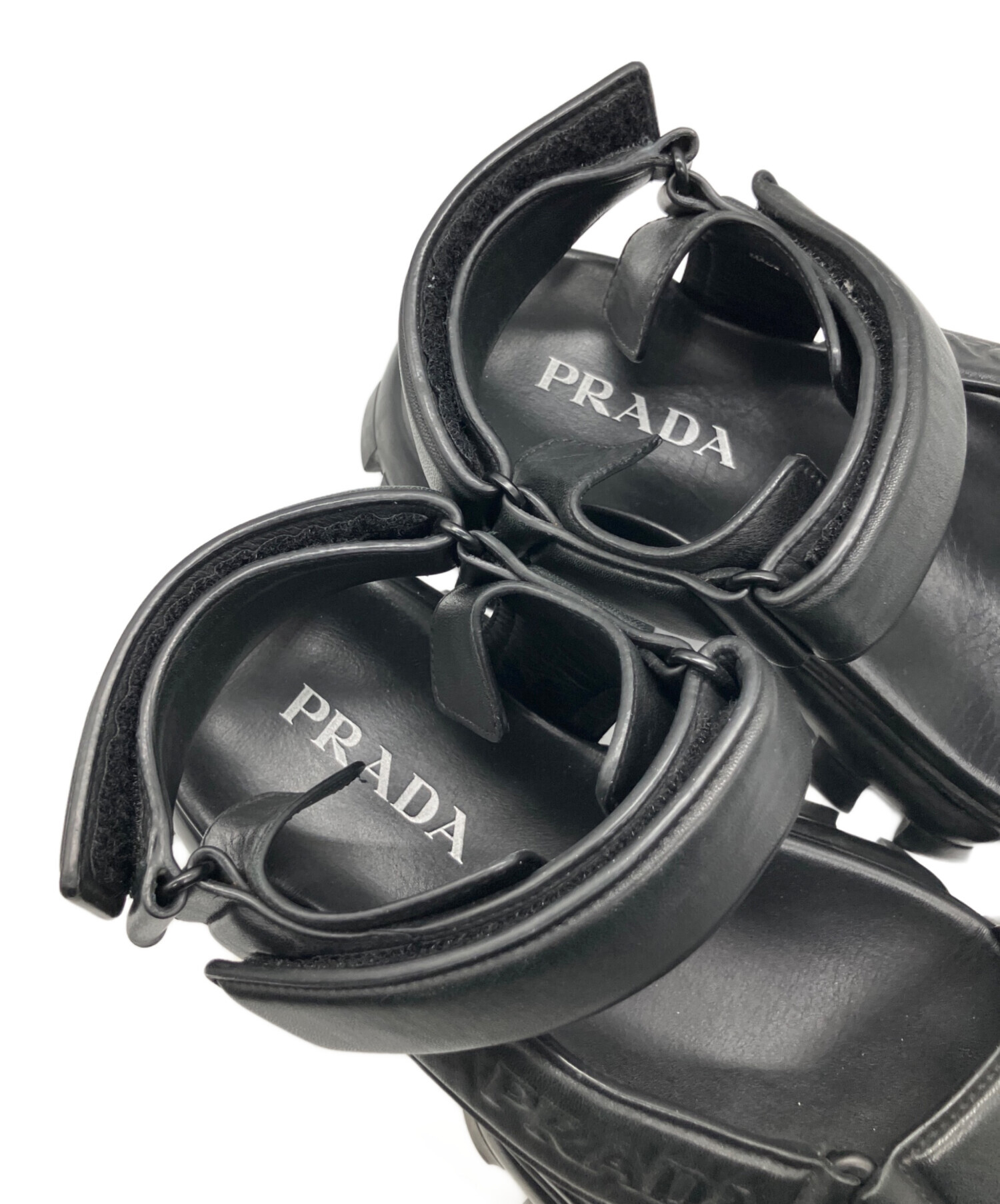 中古・古着通販】PRADA (プラダ) レザーサンダル ブラック サイズ:8 1