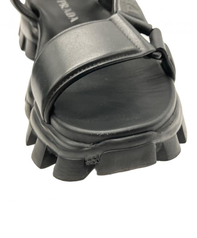 中古・古着通販】PRADA (プラダ) レザーサンダル ブラック サイズ:8 1