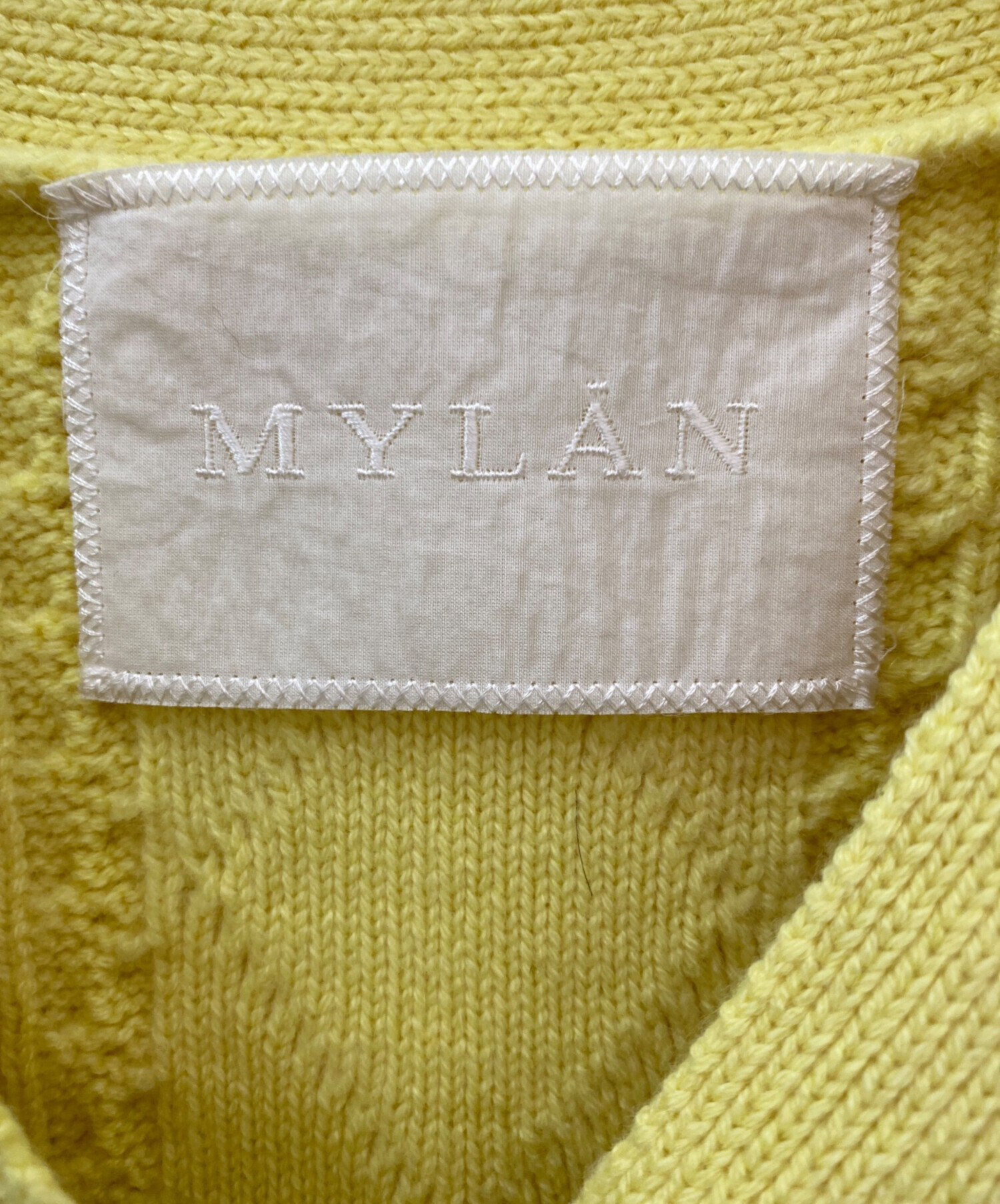 極美品✨MYLAN マイラン カシミヤ100% パフスリーブニット イエロー 中古・古着通販】MYLAN (マイラン) Cashmere Cable Knit V Neck