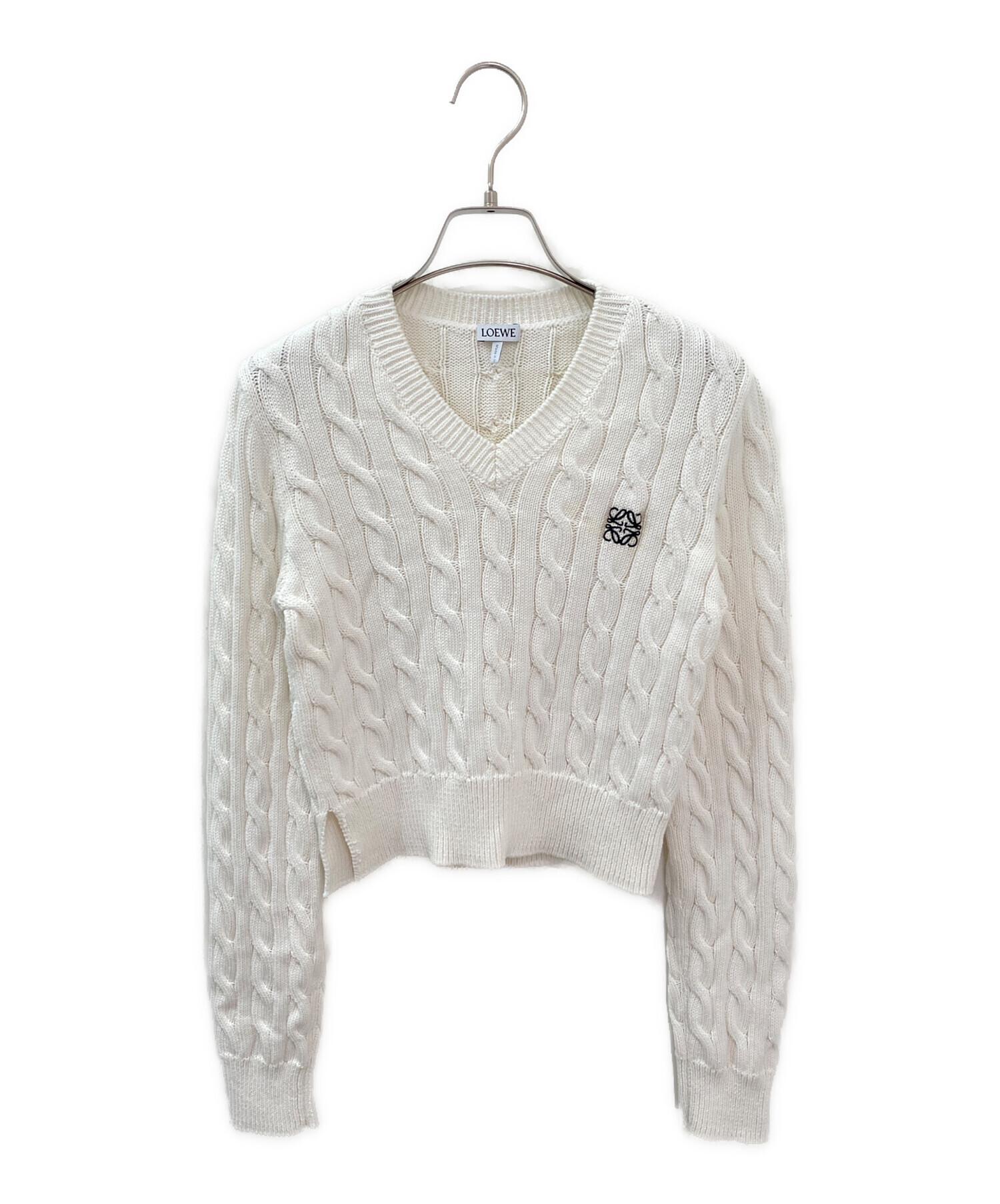 中古・古着通販】LOEWE (ロエベ) ケーブルニット ホワイト サイズ:S