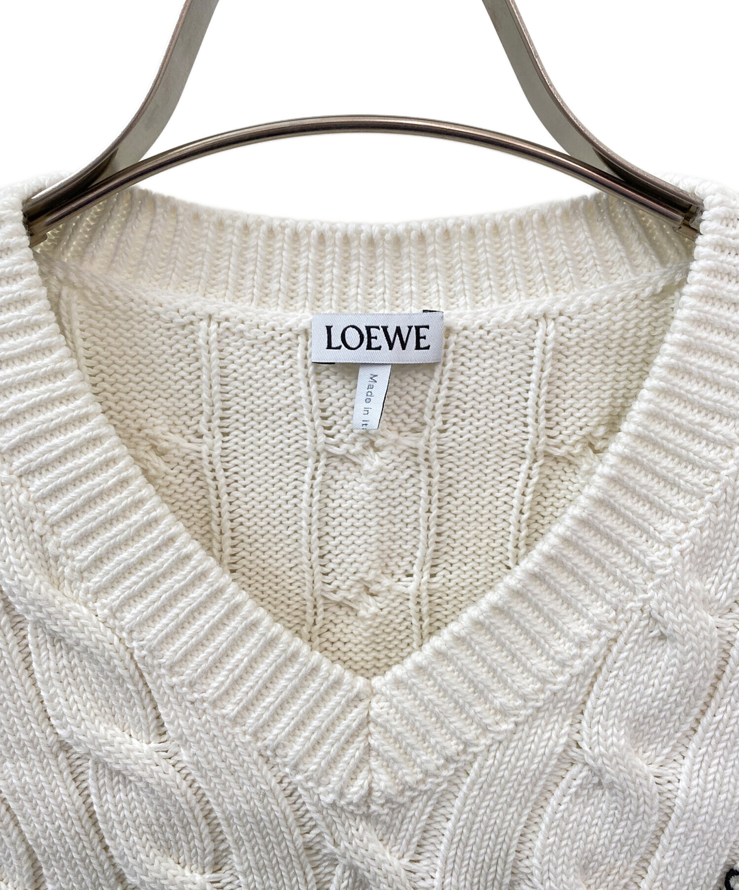 中古・古着通販】LOEWE (ロエベ) ケーブルニット ホワイト サイズ:S