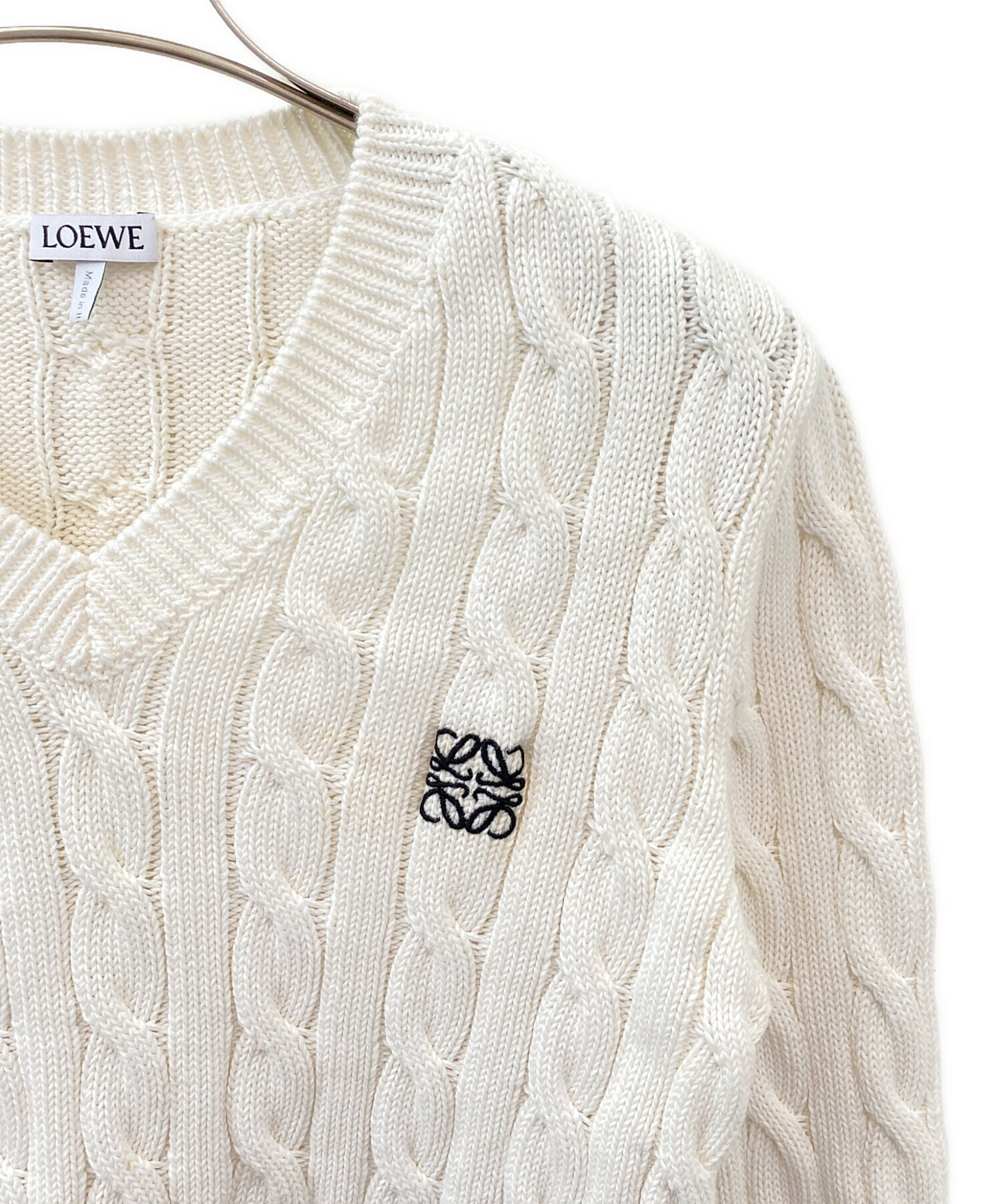 LOEWE ニット　ホワイト 中古・古着通販】LOEWE (ロエベ) ケーブルニット ホワイト サイズ:S