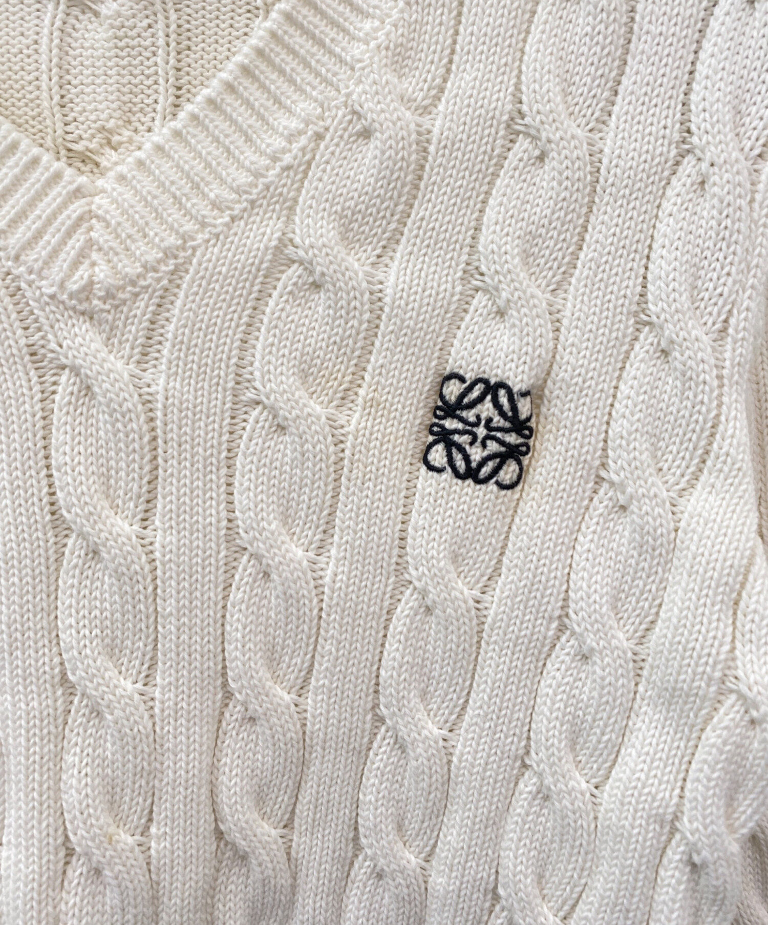 中古・古着通販】LOEWE (ロエベ) ケーブルニット ホワイト サイズ:S