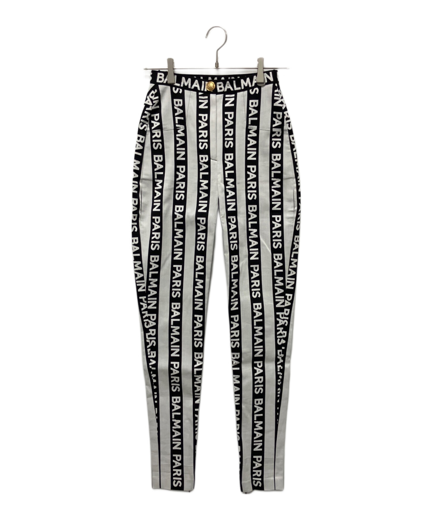 BALMAIN バルマン パンツ（その他） レディース 【古着】【中古】 中古・古着通販】BALMAIN (バルマン) ストライプロゴスリムパンツ