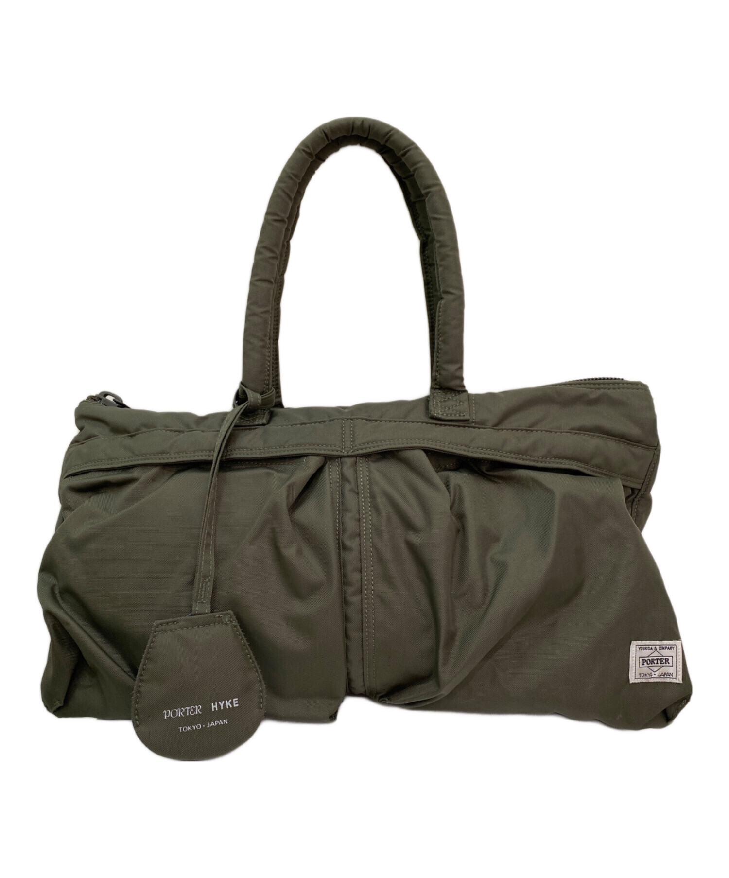 hyke × PORTER ヘルメットバッグ オリーブドラブ 中古 グリーン 最終値下げ HYKE ×PORTERヘルメットバック hyke × PORTER ヘルメット
