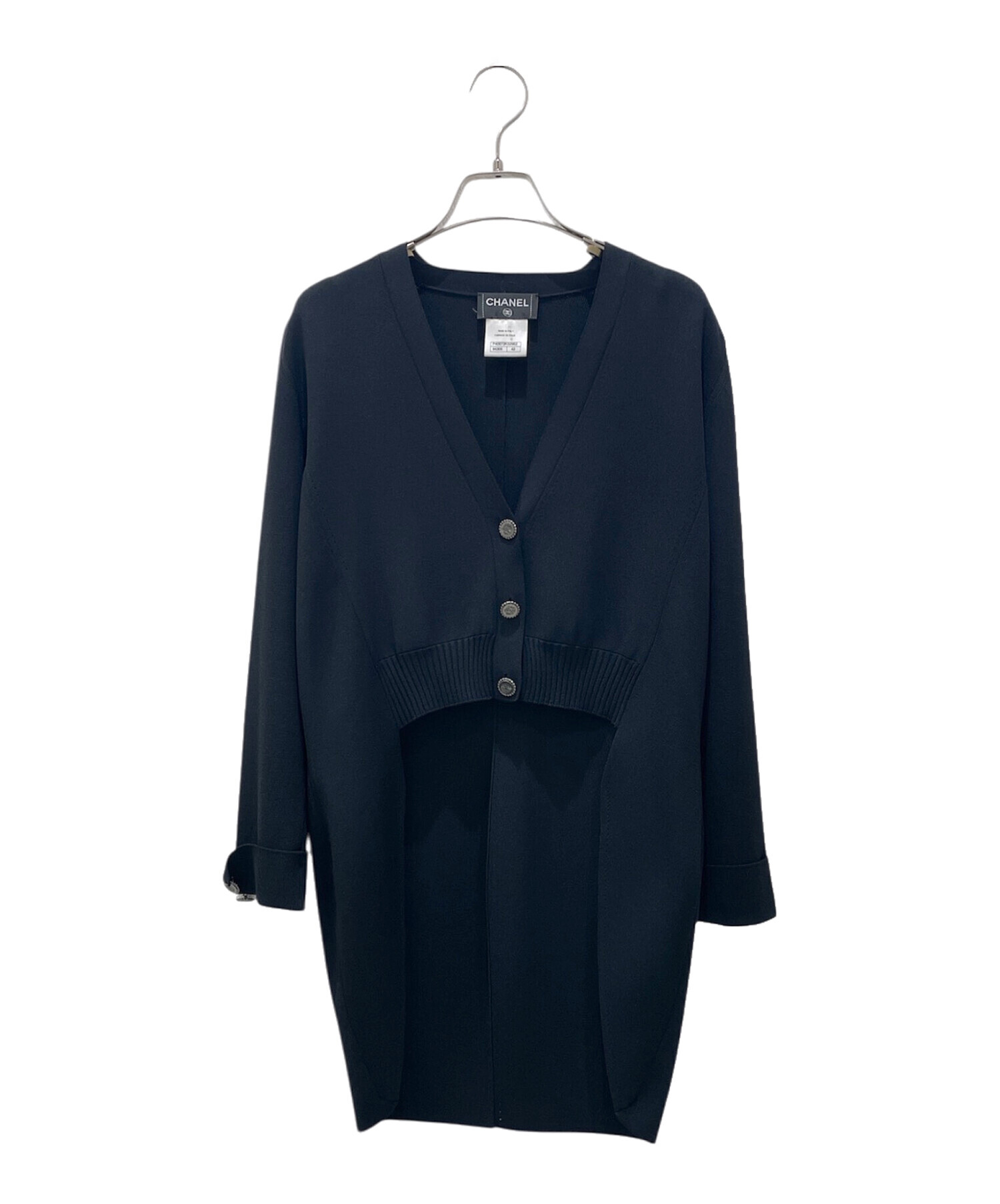 中古・古着通販】CHANEL (シャネル) 変形ニットカーディガン ブラック