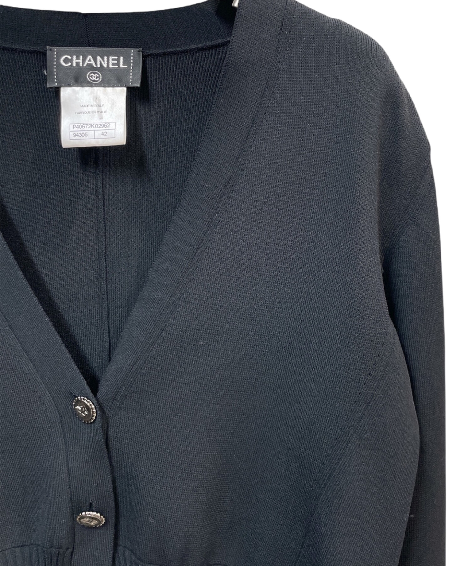 中古・古着通販】CHANEL (シャネル) 変形ニットカーディガン ブラック