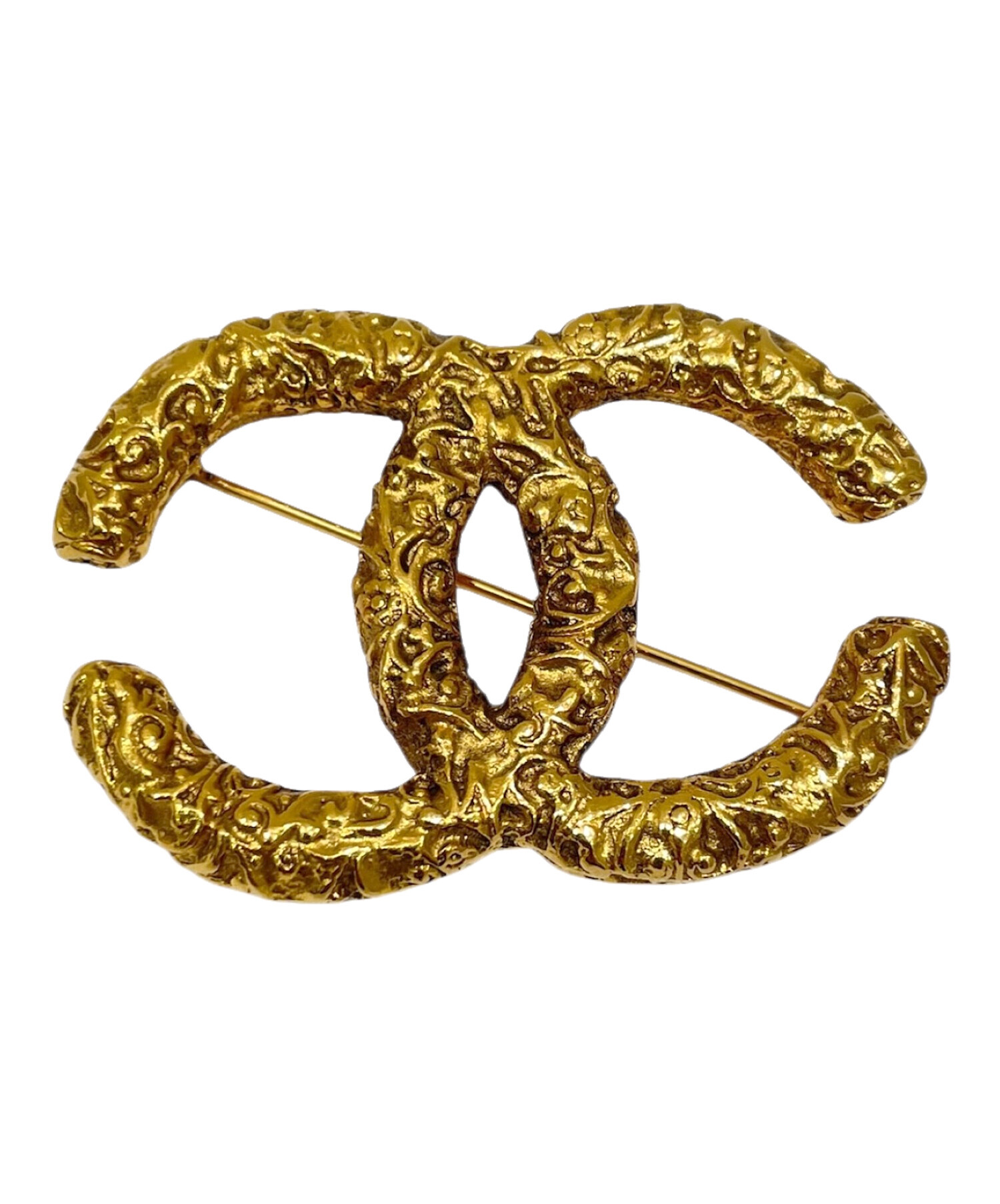 中古・古着通販】CHANEL (シャネル) ココマーク溶岩ブローチ ゴールド