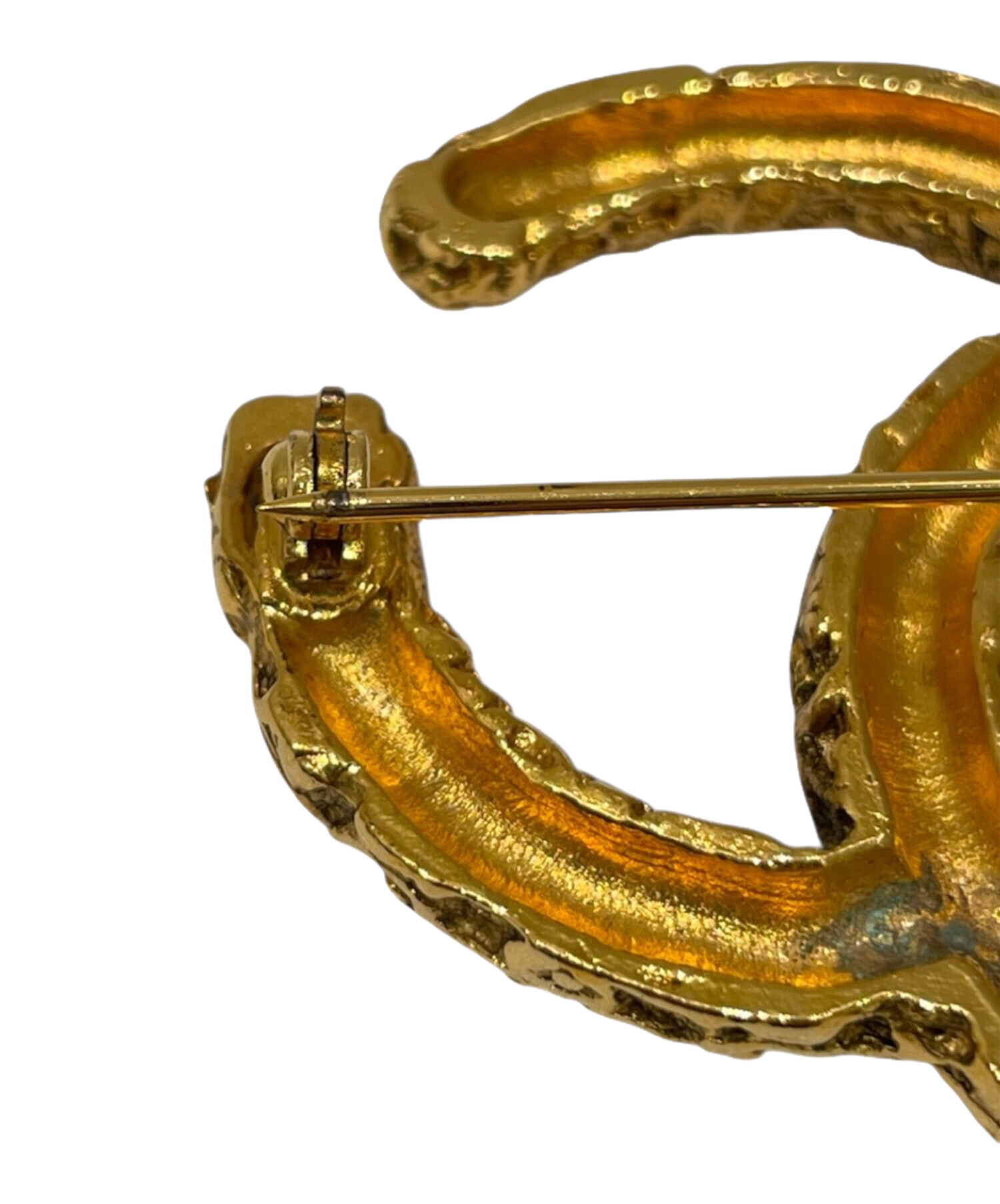 中古・古着通販】CHANEL (シャネル) ココマーク溶岩ブローチ ゴールド