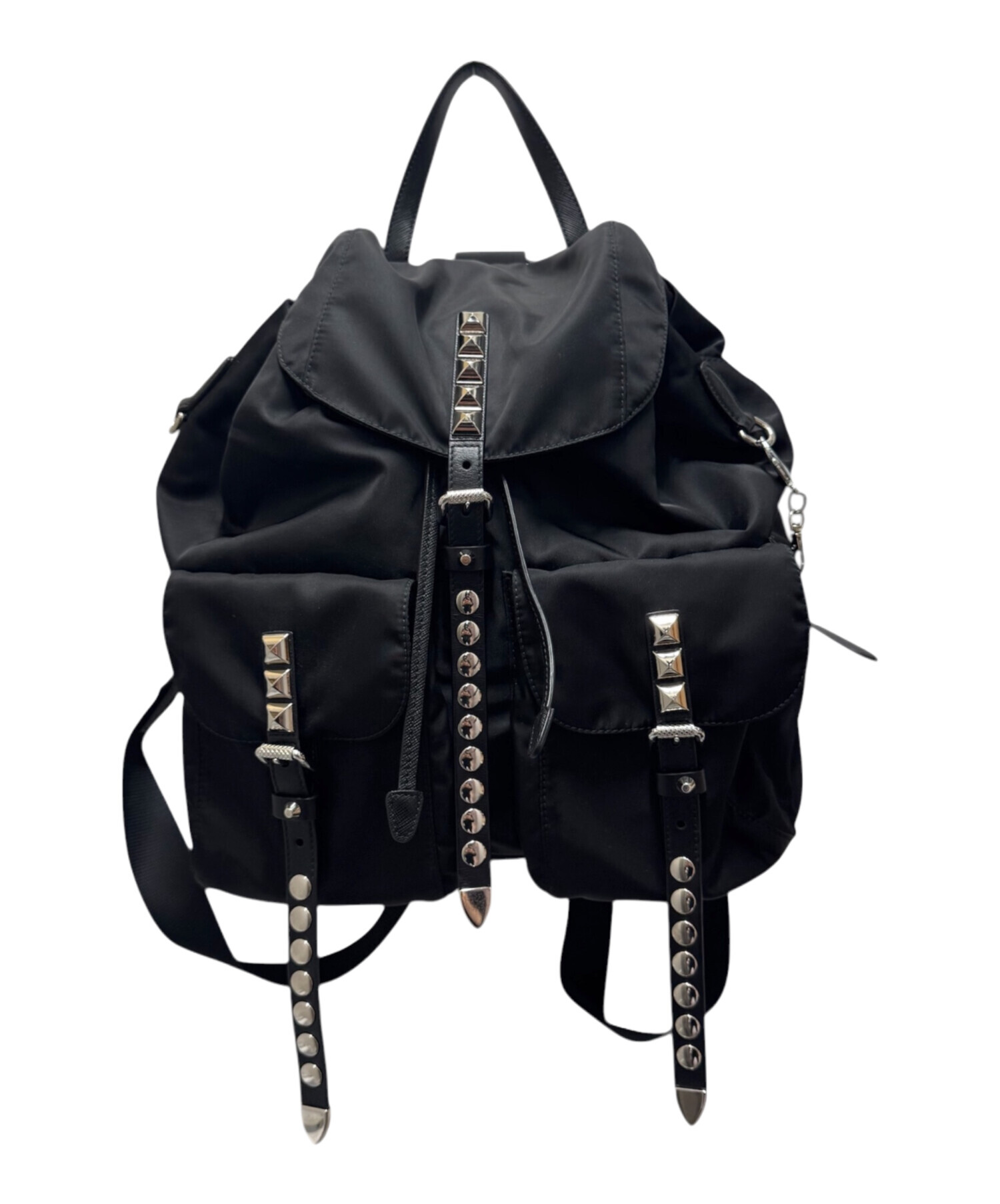 N PRADA ブラック ナイロン シュシュ 中古・古着通販】PRADA (プラダ) ナイロンスタッズリュック/53905