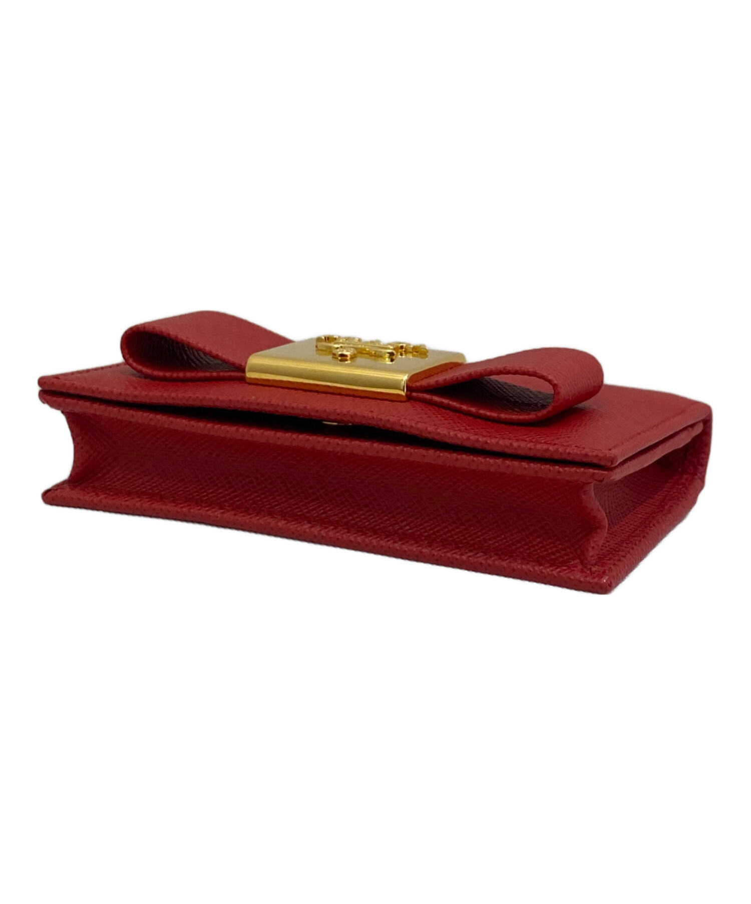 PRADA  プラダ 　＆カードケース 　レザー　 レッド【中古】 中古・古着通販】PRADA (プラダ) カードケース レッド｜ブランド・古着