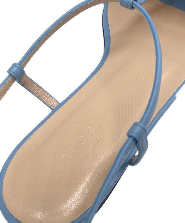 年末SALE GUCCI グッチ 水色 ストラップ フラット サンダル 中古・古着通販】GUCCI (グッチ) ホースビット フラットサンダル