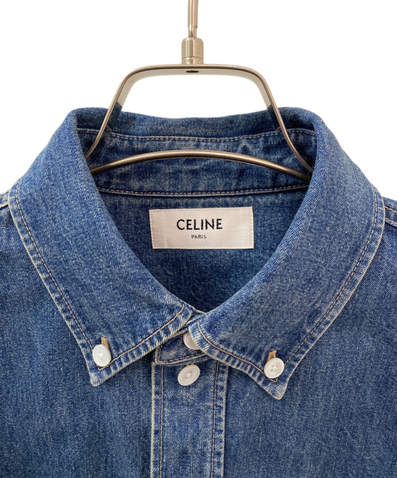 CELINE (セリーヌ) クロップドシャツ インディゴ サイズ:S CELINE