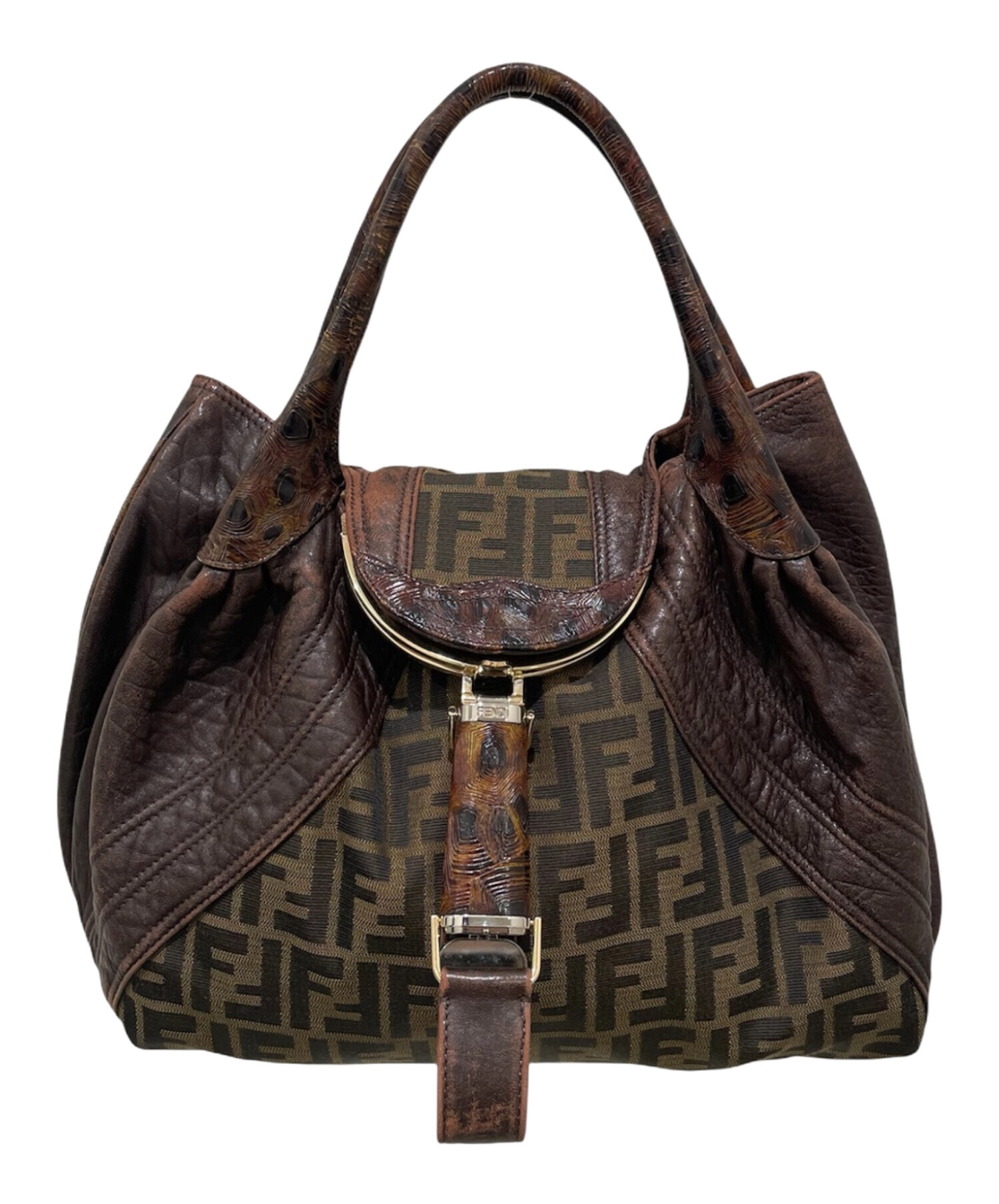 フェンディ ズッカ ハンドバッグ 中古・古着通販】FENDI (フェンディ) ズッカ柄 スパイ ハンドバッグ