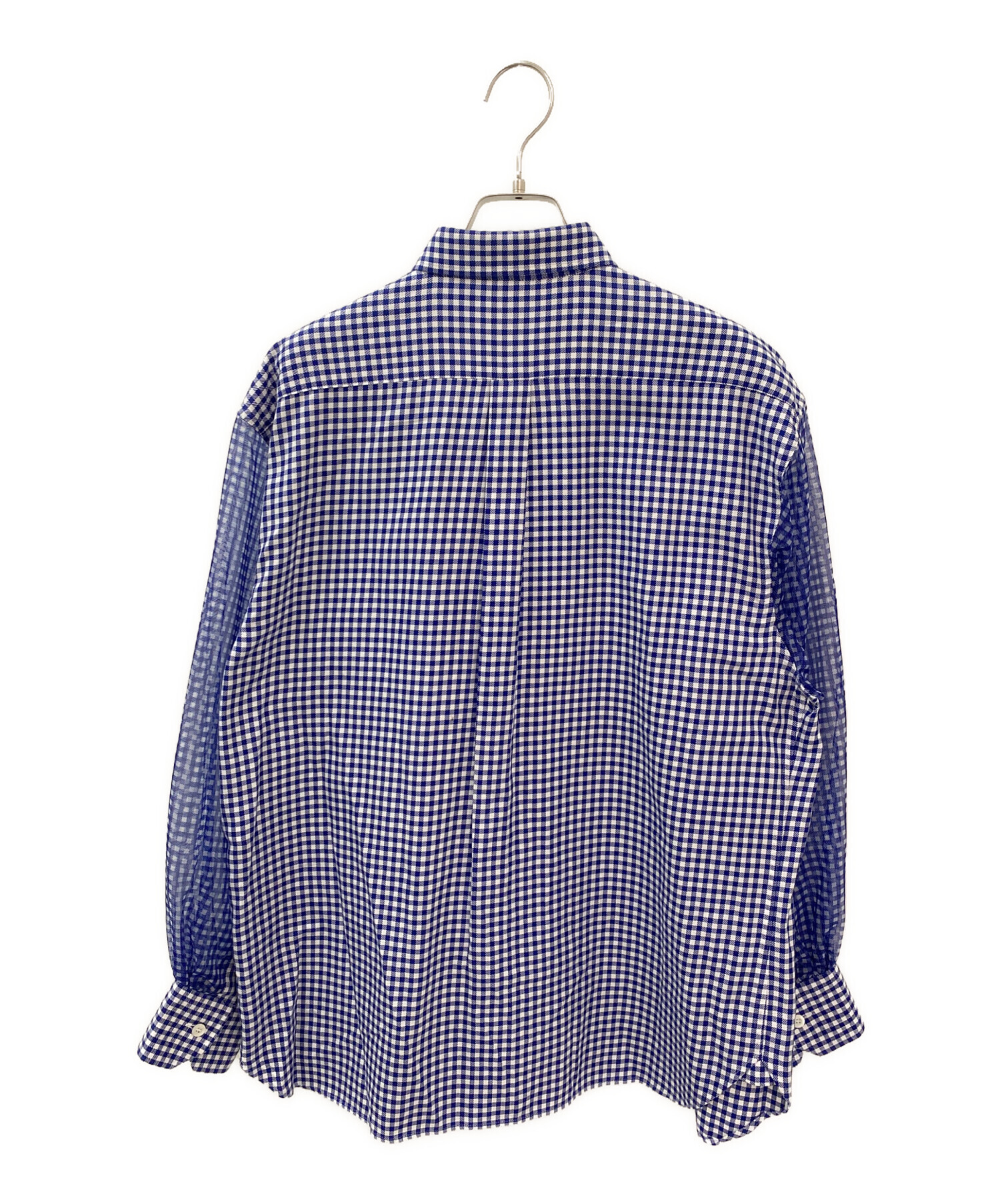 中古・古着通販】HYKE (ハイク) CHECKED SHEER SLEEVE SHIRT ブルー 