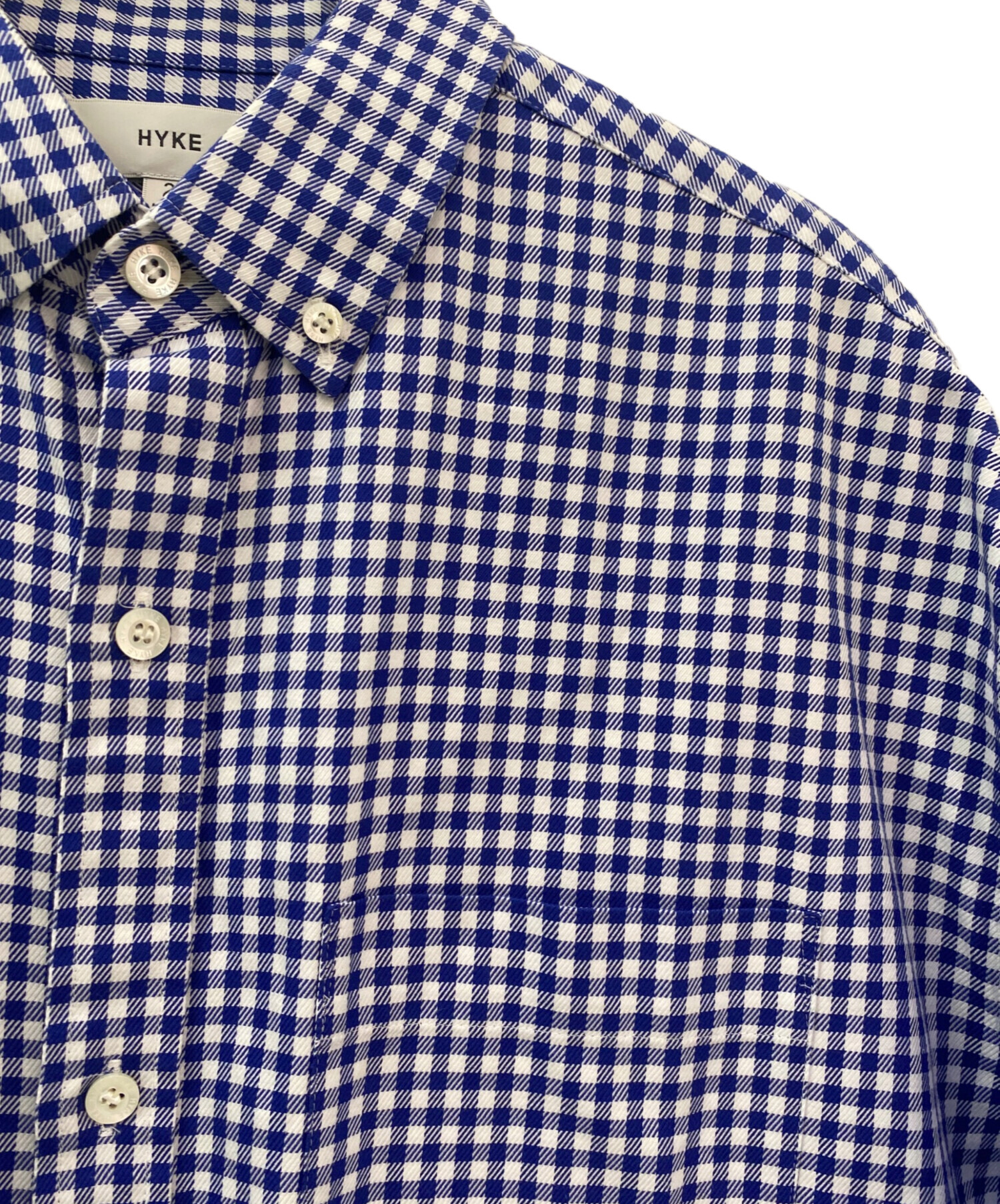 中古・古着通販】HYKE (ハイク) CHECKED SHEER SLEEVE SHIRT ブルー 
