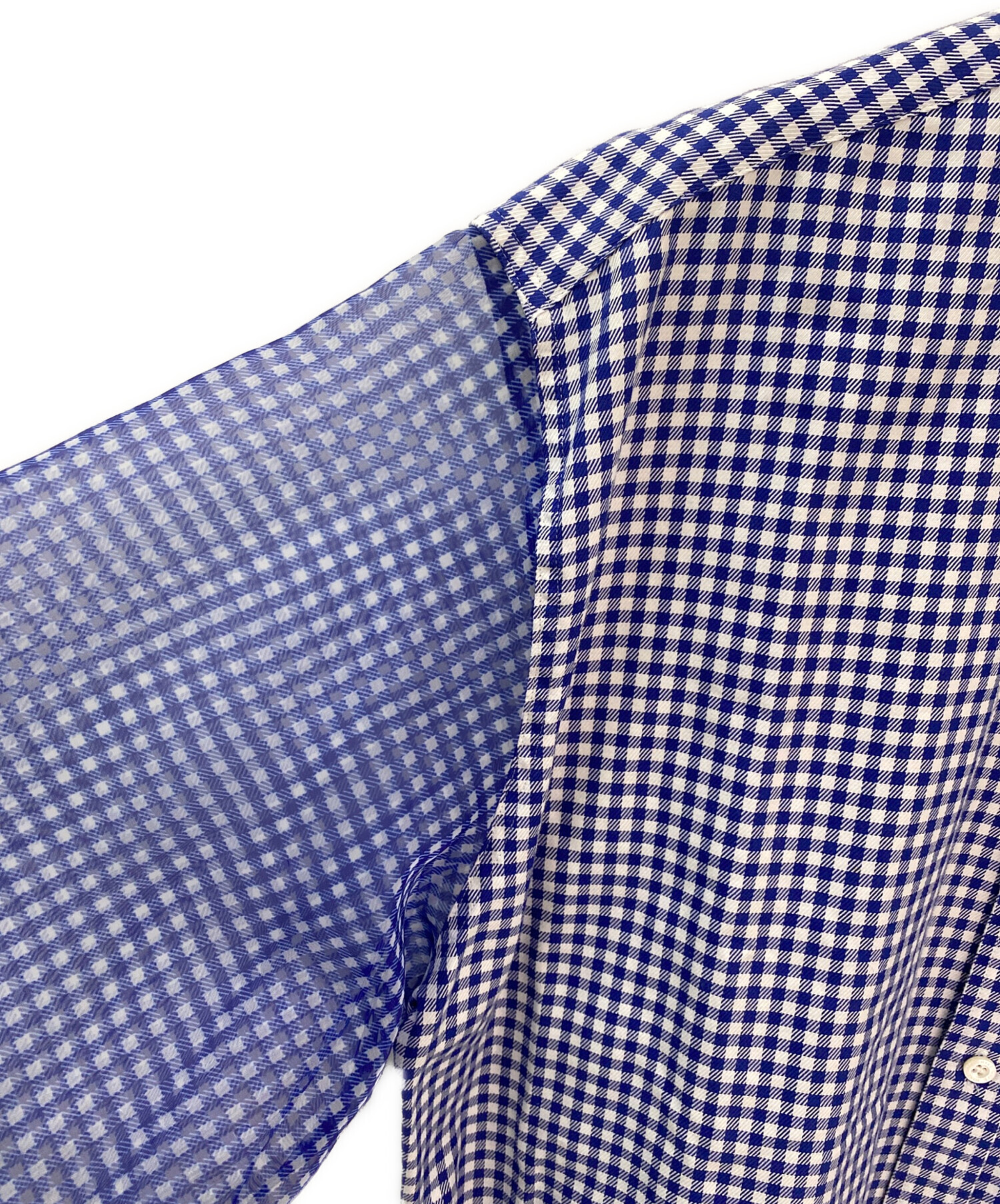 中古・古着通販】HYKE (ハイク) CHECKED SHEER SLEEVE SHIRT ブルー 