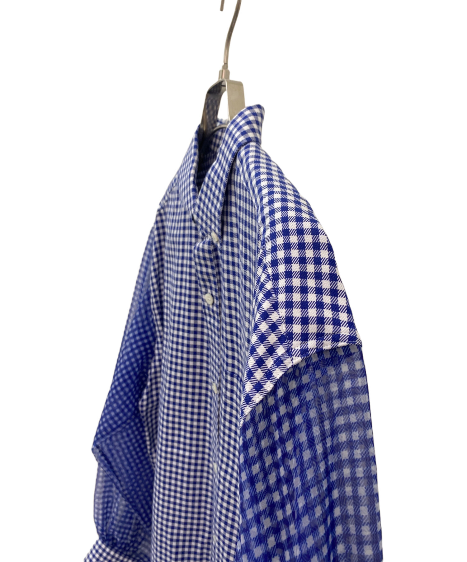 中古・古着通販】HYKE (ハイク) CHECKED SHEER SLEEVE SHIRT ブルー 