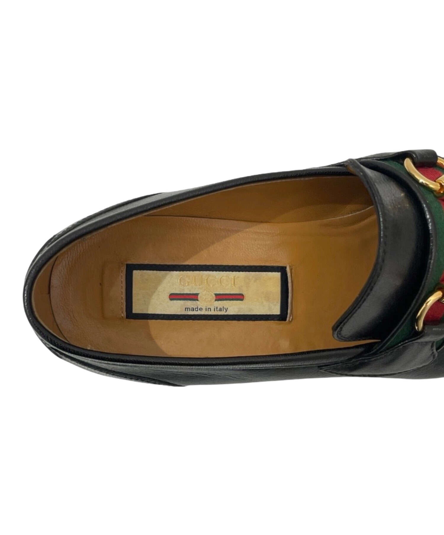 グッチシェリーラインホースビットローファー 茶×金　レザーソール 7 24㎝ 中古・古着通販】GUCCI (グッチ) シェリーライン ホースビットウェブ