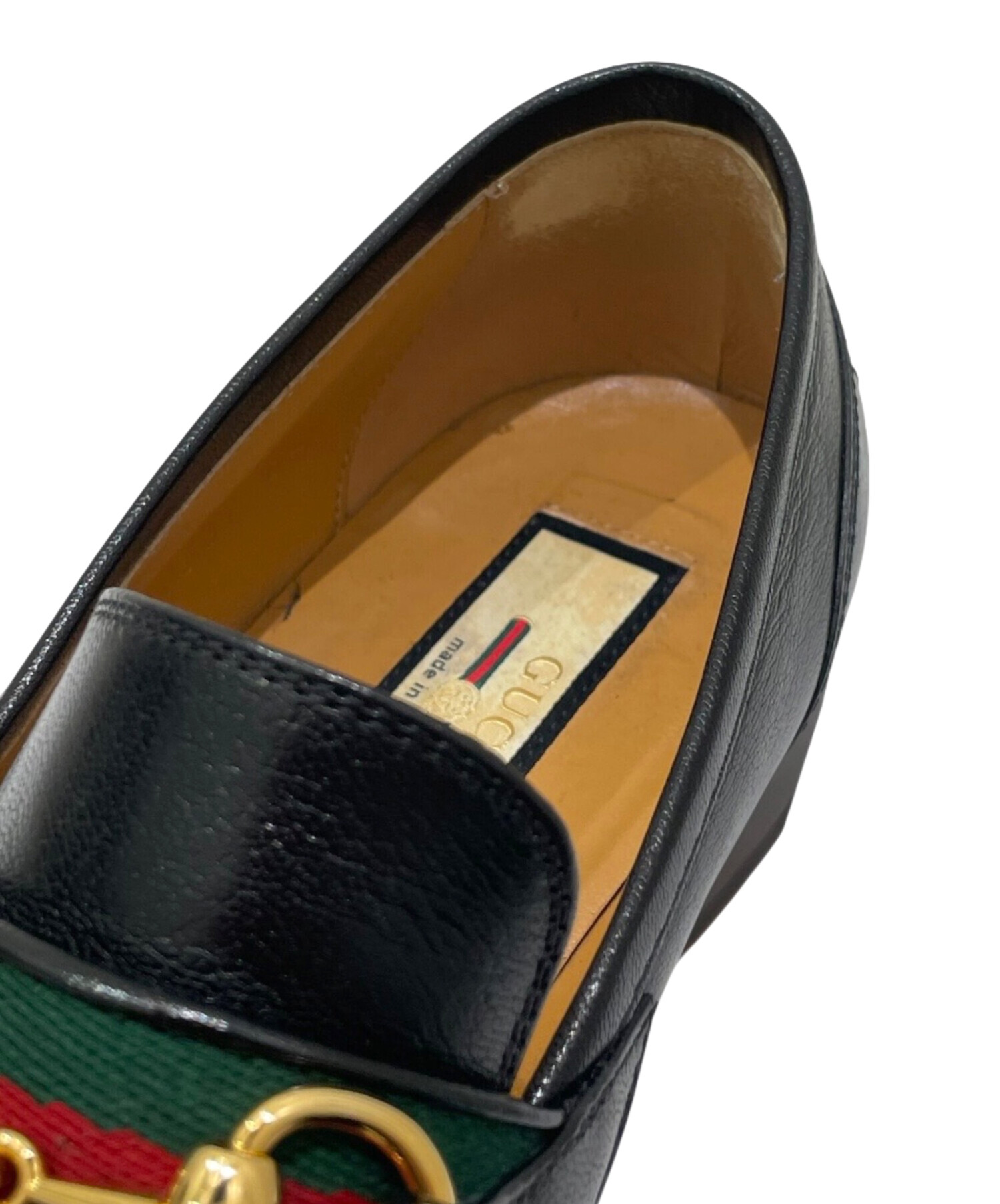 グッチシェリーラインホースビットローファー 茶×金　レザーソール 7 24㎝ 中古・古着通販】GUCCI (グッチ) シェリーライン ホースビットウェブ