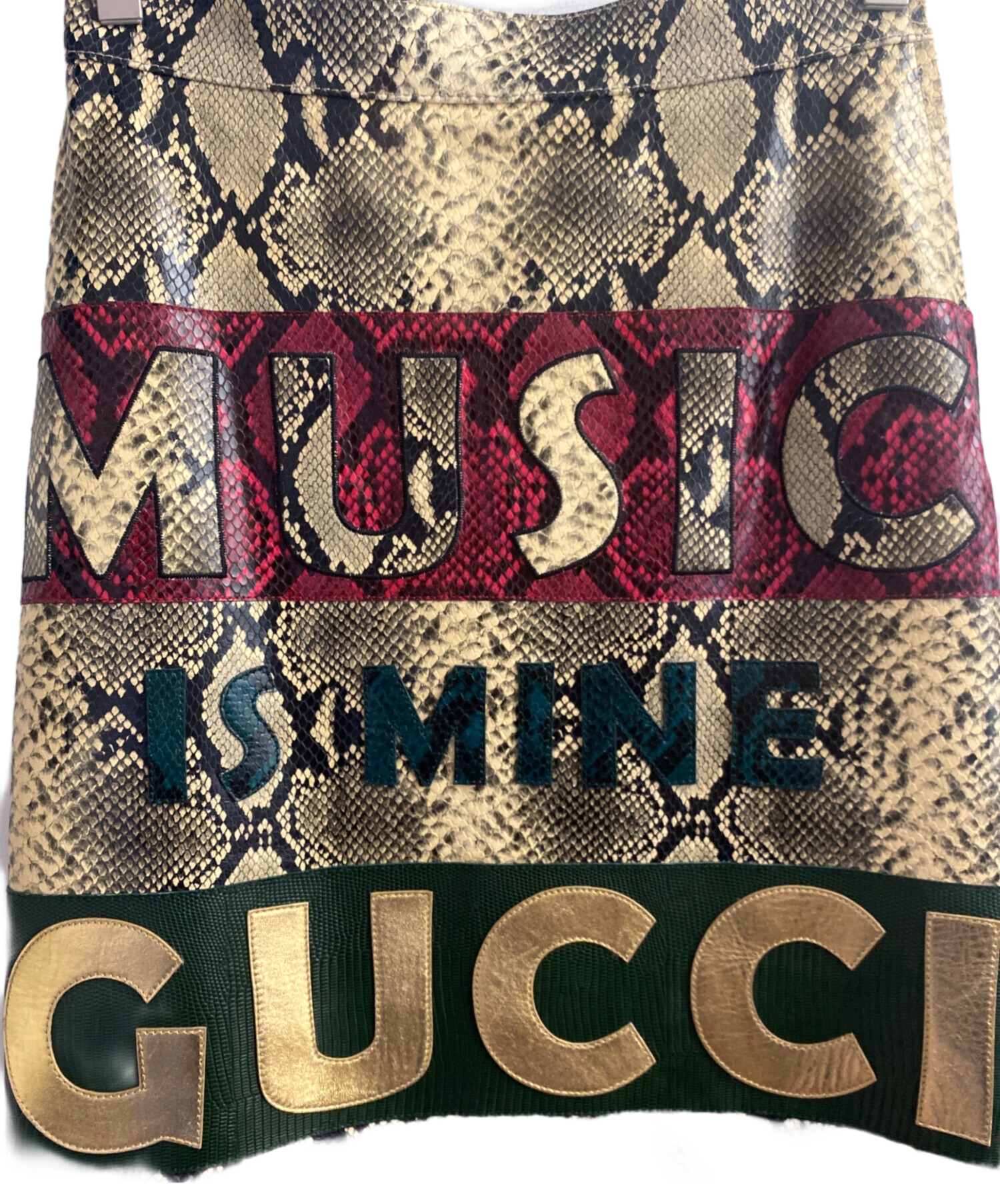 中古・古着通販】GUCCI (グッチ) レザースカート ベージュ サイズ:40
