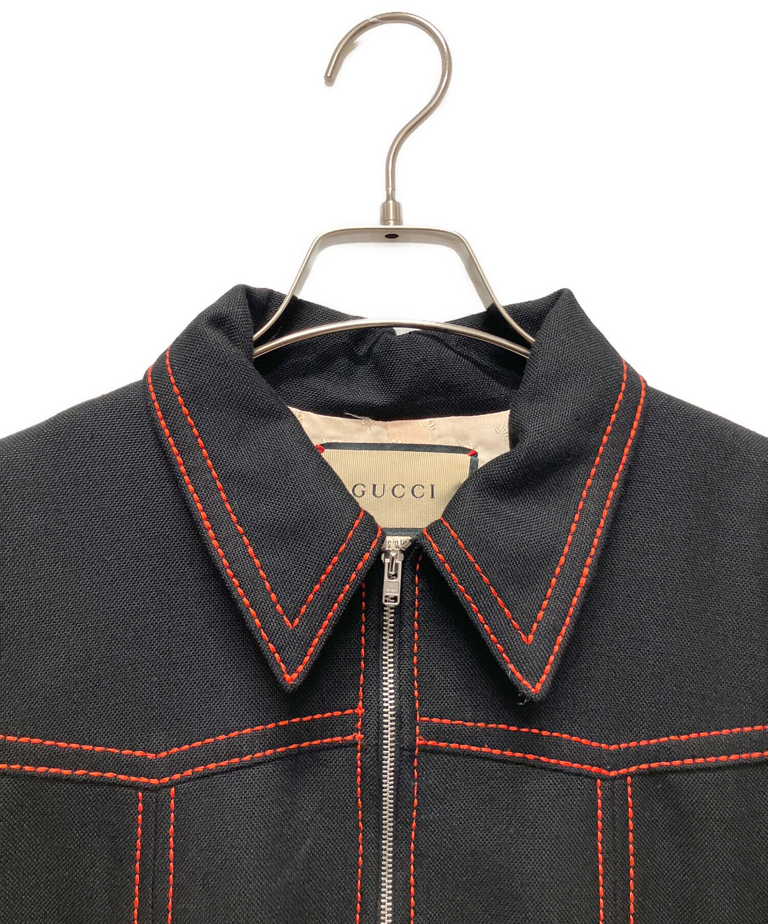 GUCCI グッチ レディース ブルゾン ジャケット サイズ40 Mサイズ 黒 中古・古着通販】GUCCI (グッチ) ZAJUAジャケット ブラック サイズ:40