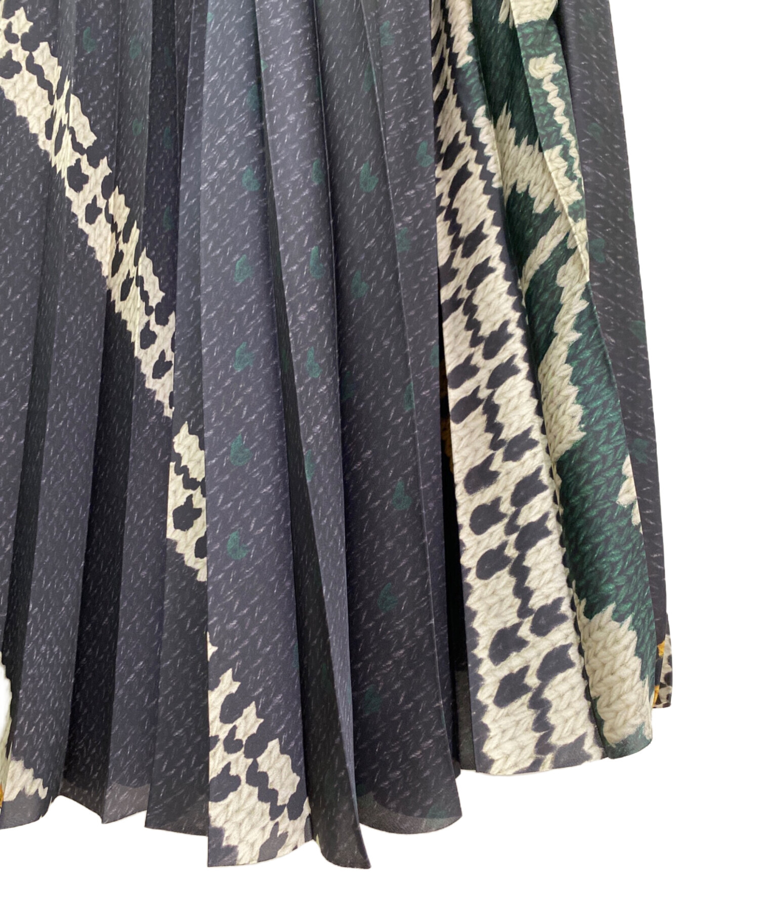 中古・古着通販】sacai (サカイ) Pattern Knit Print Skirt ブラック
