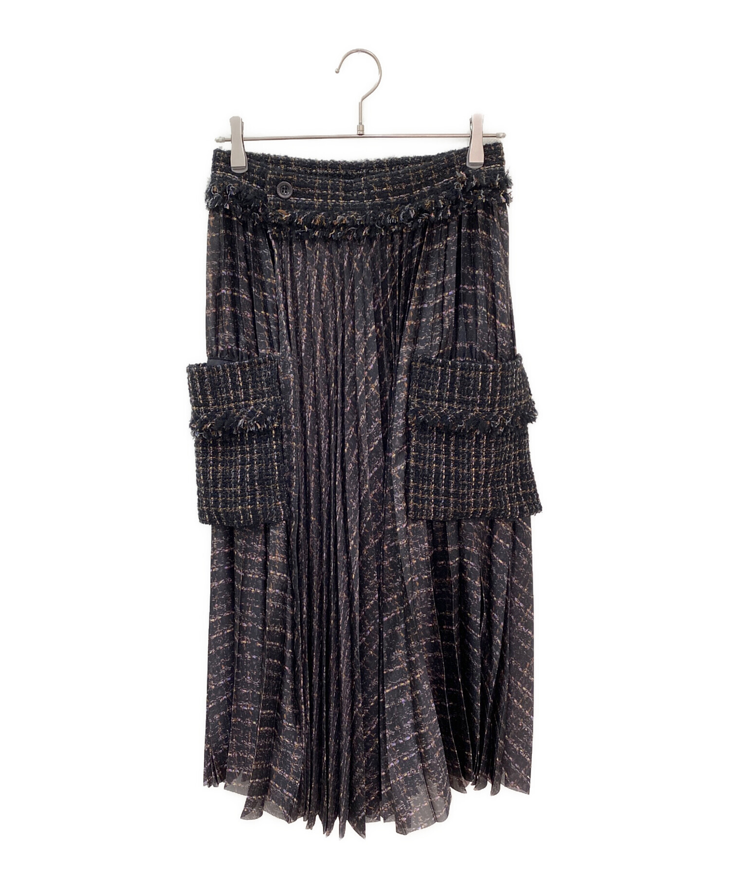 中古・古着通販】sacai (サカイ) プリーツスカート ブラック サイズ:2 中古・古着通販】sacai (サカイ) プリーツスカート ブラック サイズ:2