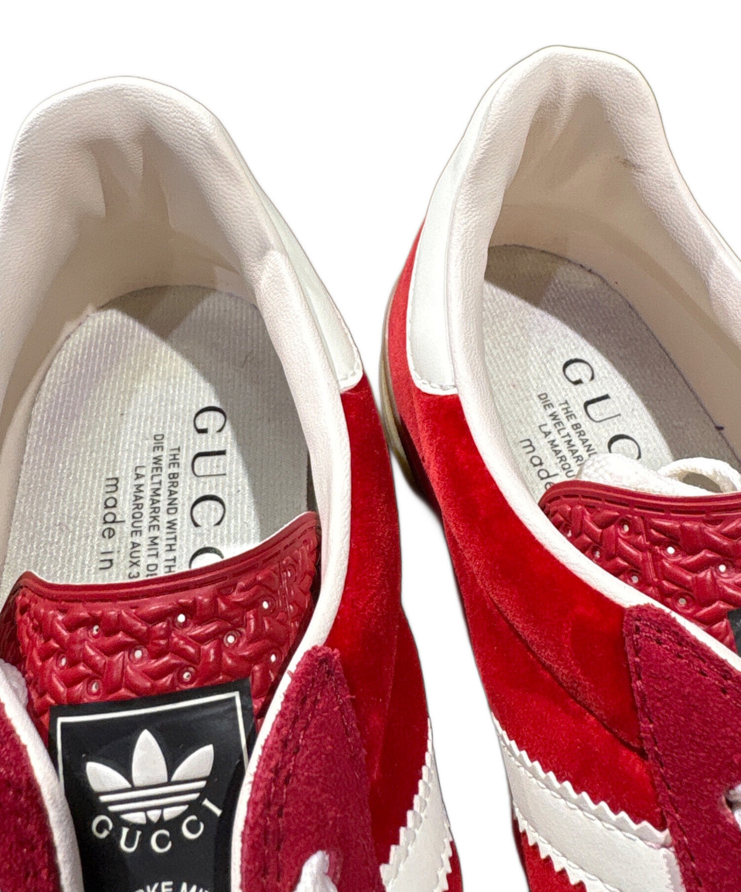 GUCCI グッチ スニーカー ベロア スエード  GAZELLE ガゼル  スエード スニーカー レッド レディース グッチxアディダス スウェードスニーカー ガゼル SIZE 26cm 程度S