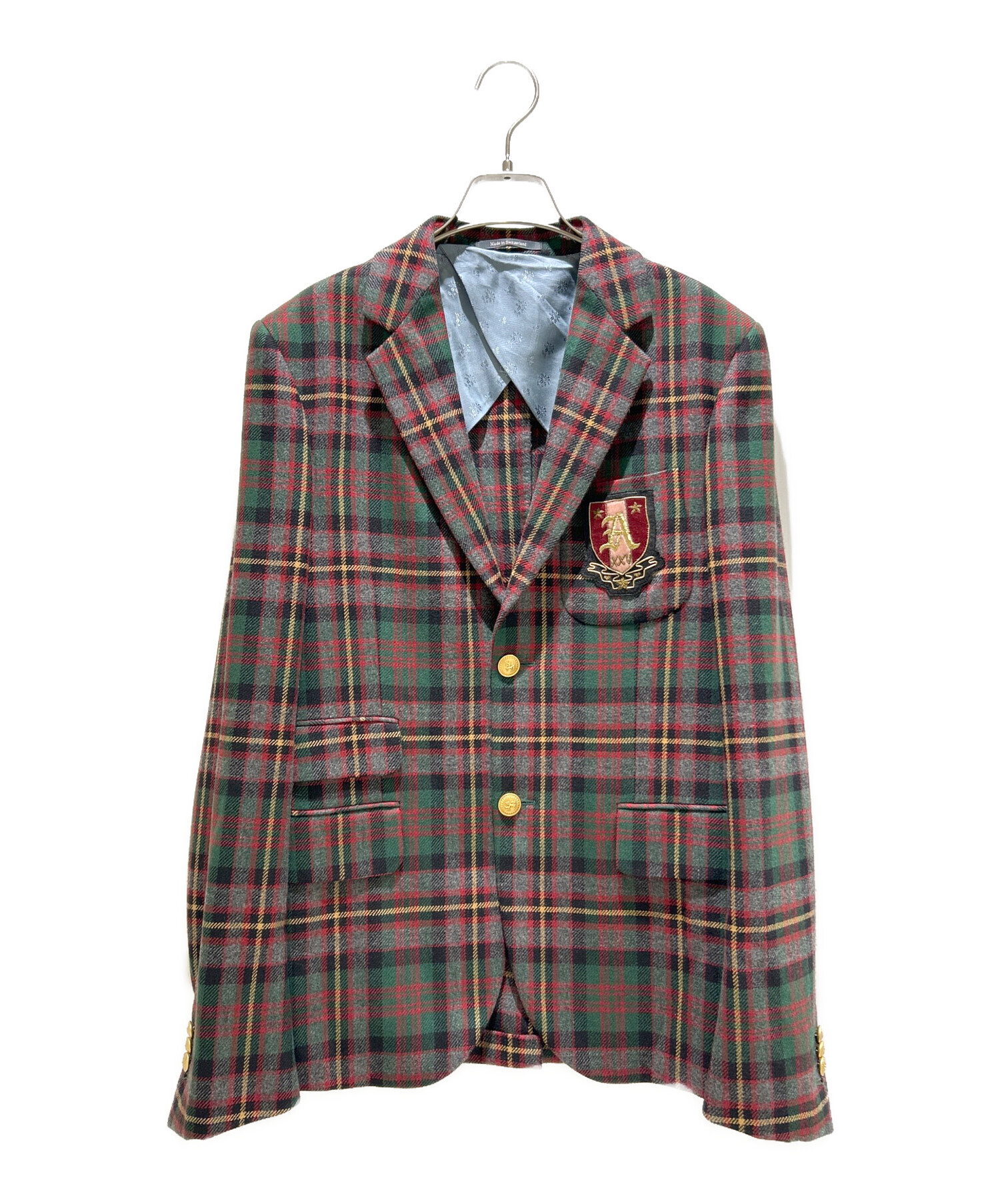 古着 GUCCI グッチ 80s イタリア製 ウール ヴィンテージ オールド チェック柄 スカートスーツ 上下 セットアップ 46 グリーン系 レディース GUCCI（グッチ） 80s イタリア製 ウール ヴィンテージ オールド