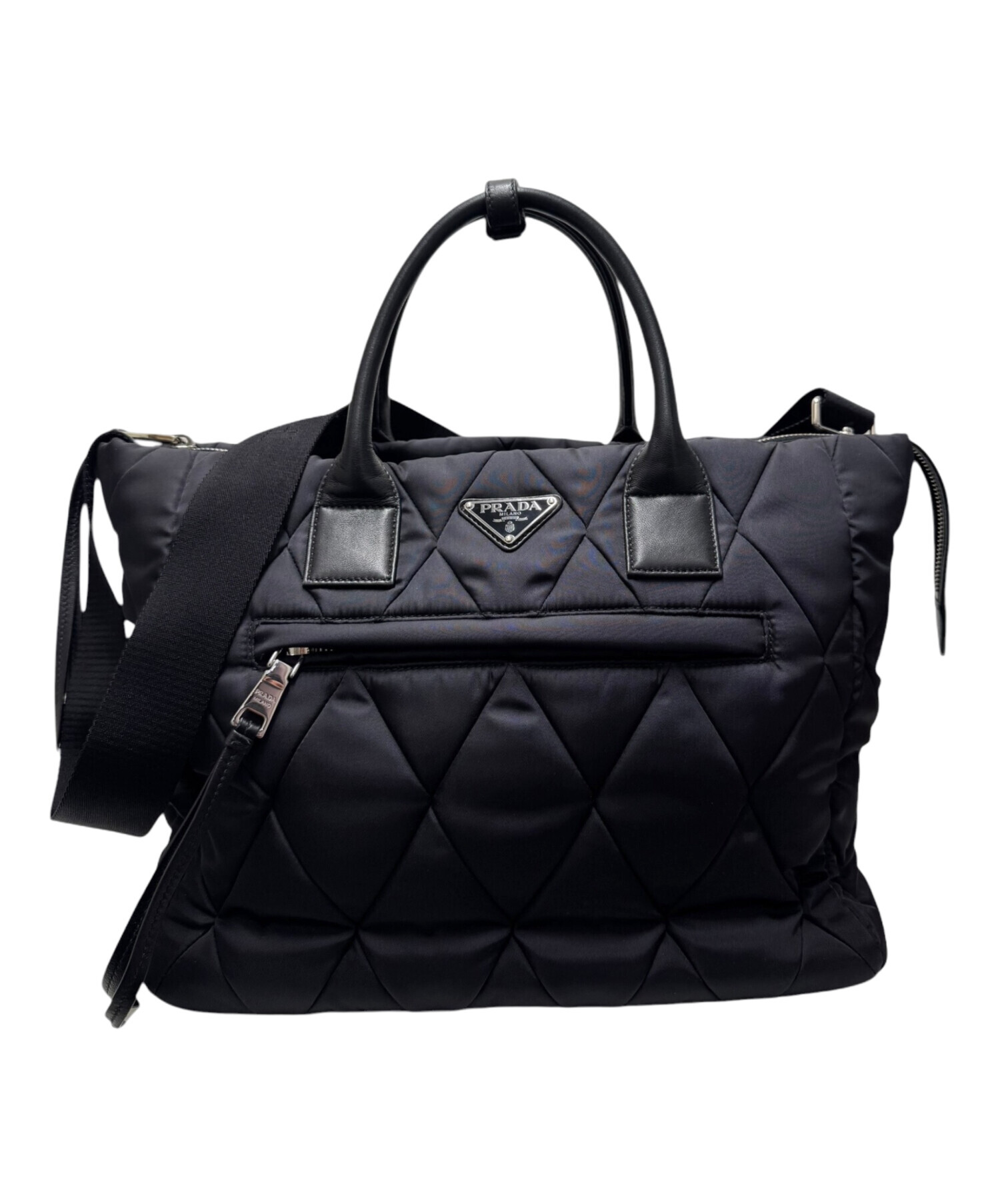 PRADA プラダ ハンドバッグ キルティング ブラック 中古・古着通販】PRADA (プラダ) 2WAYキルティングトートバッグ/1BG160