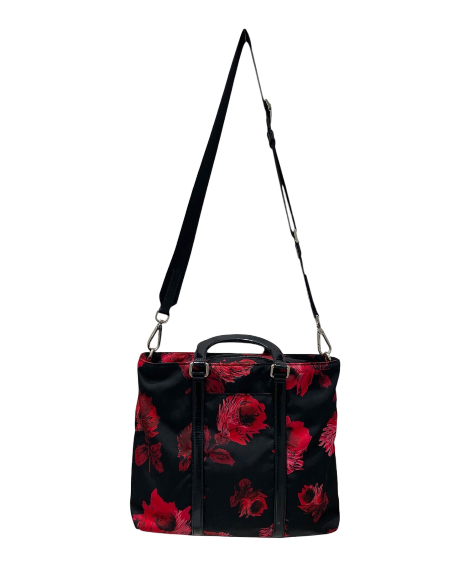 中古・古着通販】PRADA (プラダ) 花柄2WAYショルダーバッグ ブラック