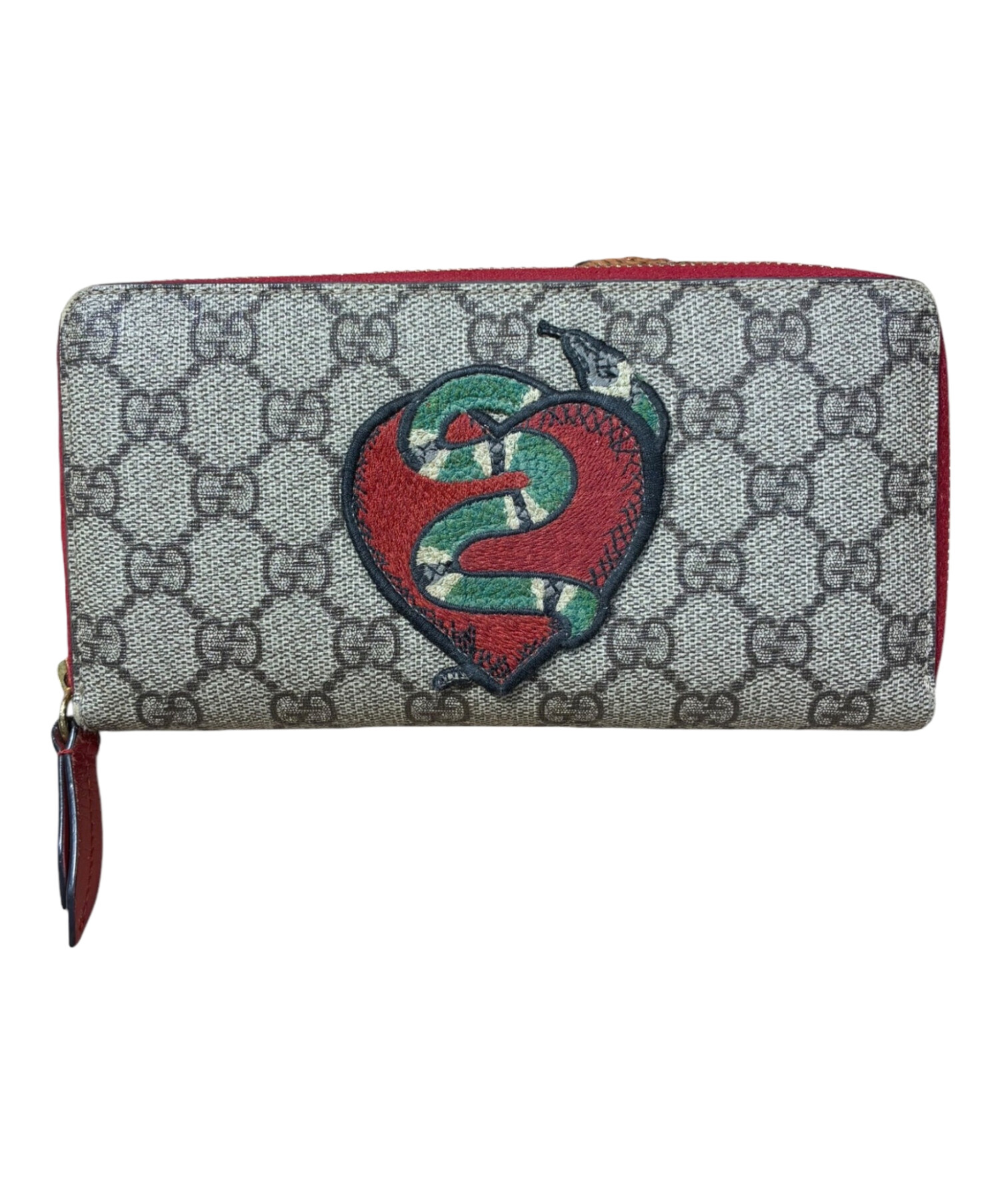 グッチ GGスプリーム ハート スネーク ラウンドファスナー長財布 456863 中古・古着通販】GUCCI (グッチ) GUCCI/GGスプリームハートスネーク